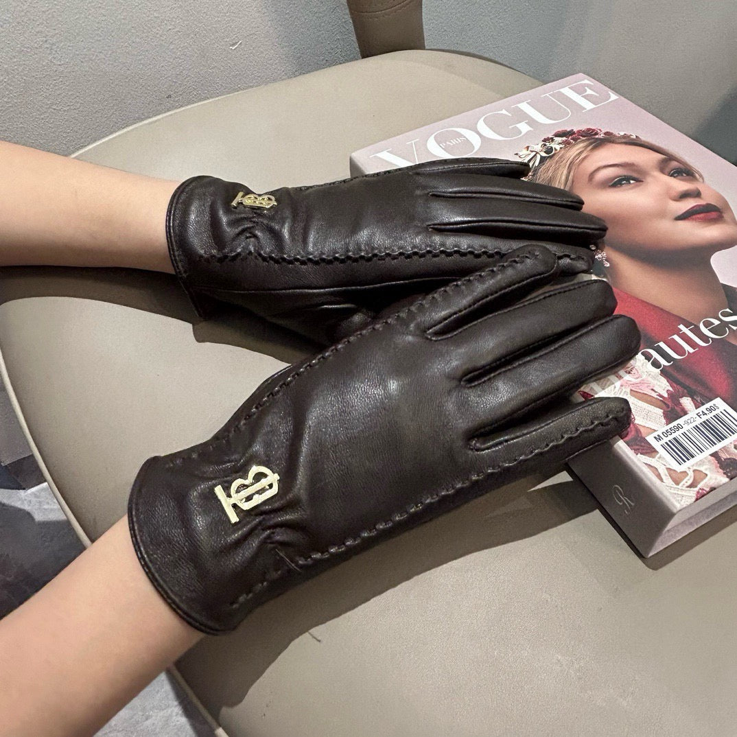 Bur 25 sheepskin gloves (BLACK/BROWN)