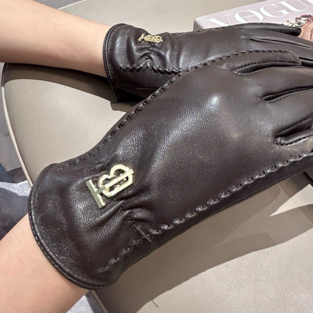 Bur 25 sheepskin gloves (BLACK/BROWN)