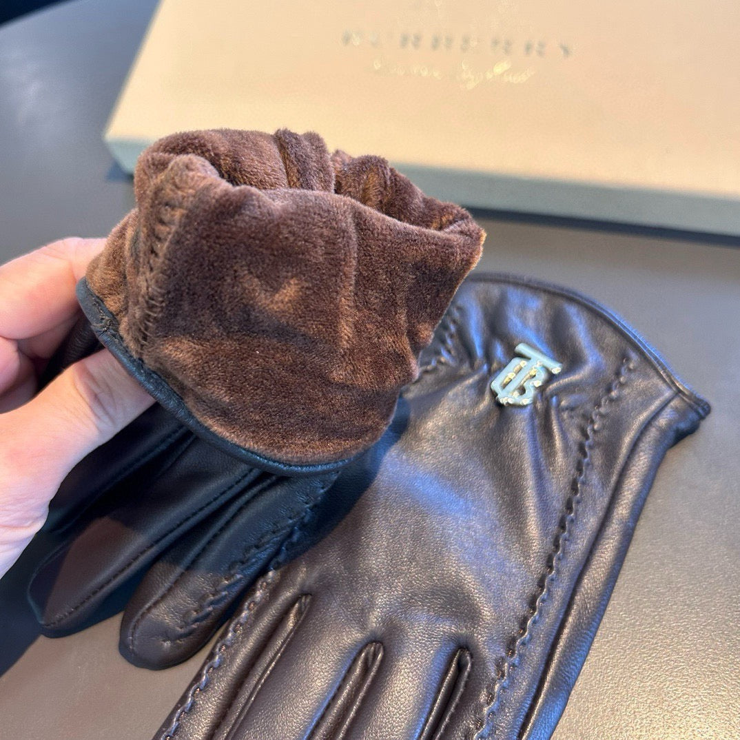 Bur 25 sheepskin gloves (BLACK/BROWN)