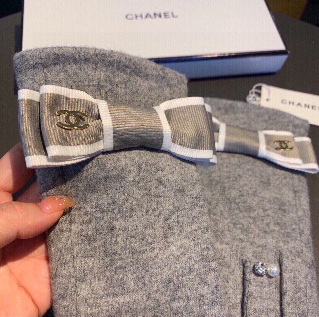 C 25 Bow wool gloves(BLACK/GRAY)