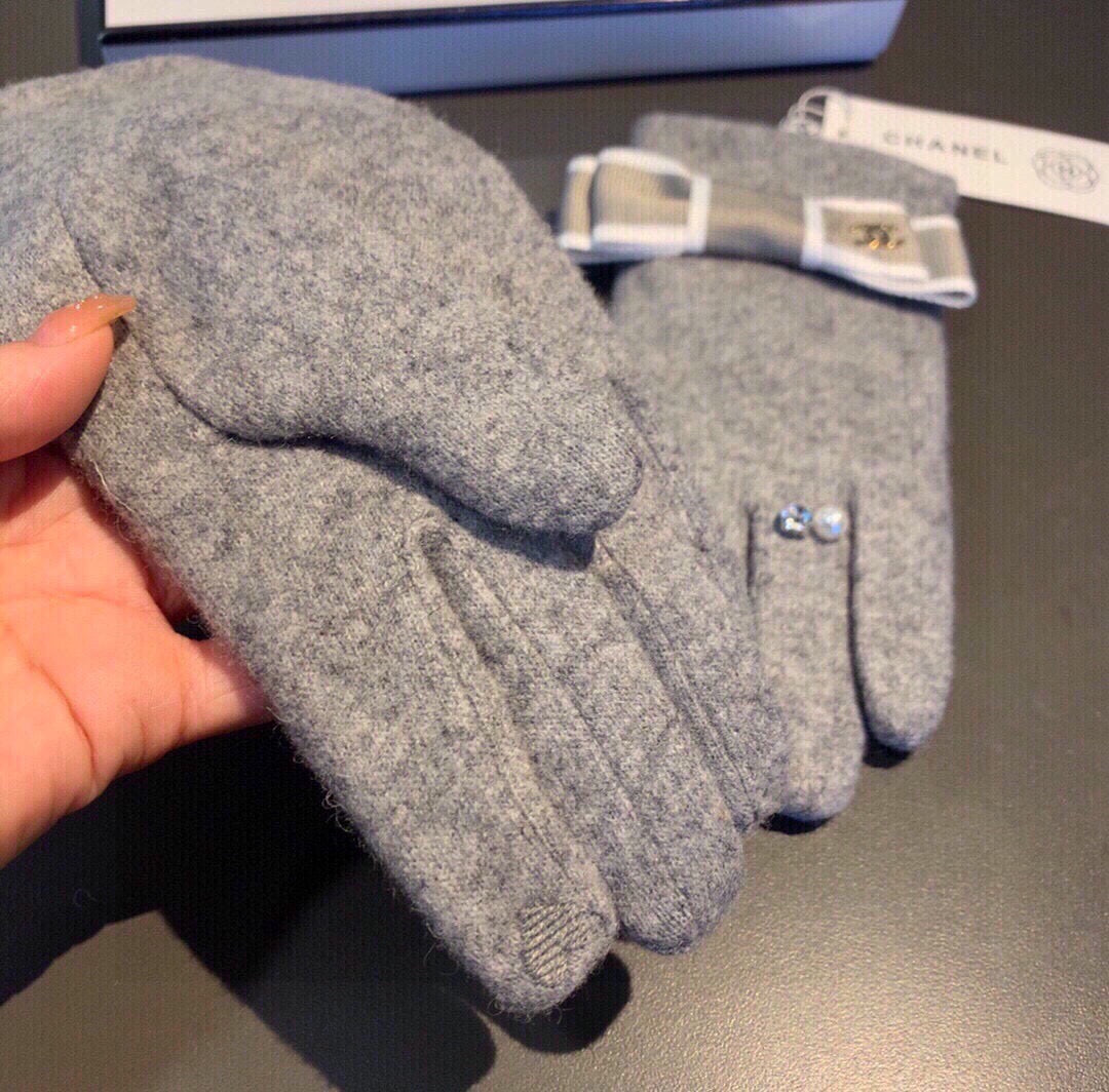 C 25 Bow wool gloves(BLACK/GRAY)