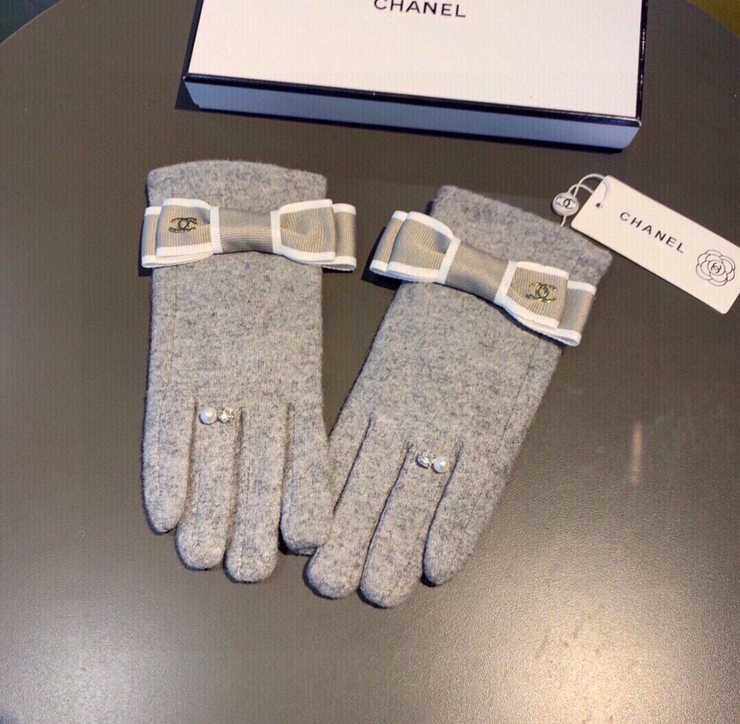 C 25 Bow wool gloves(BLACK/GRAY)