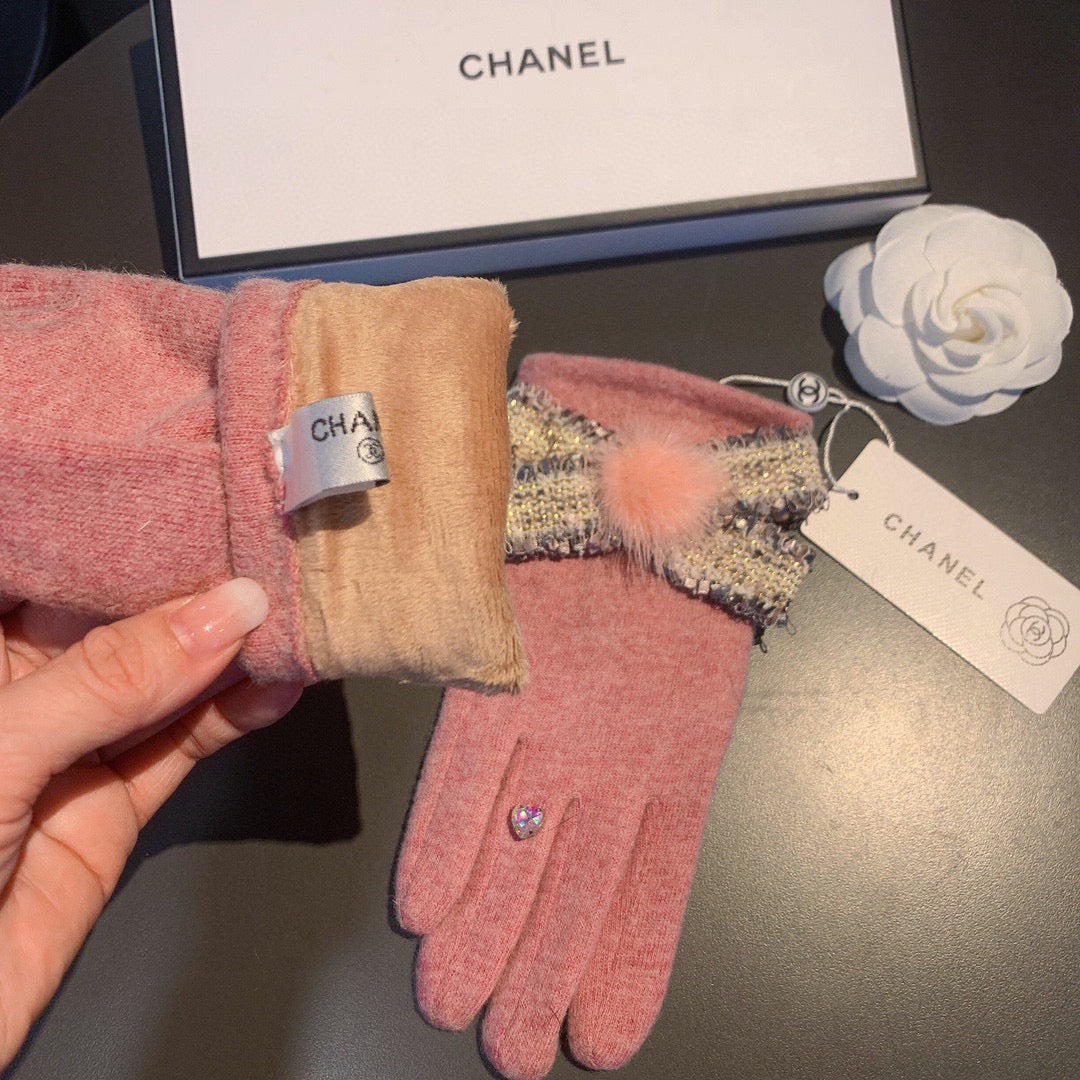 C 25 Bow wool gloves(BLACK/GRAY/PINK)