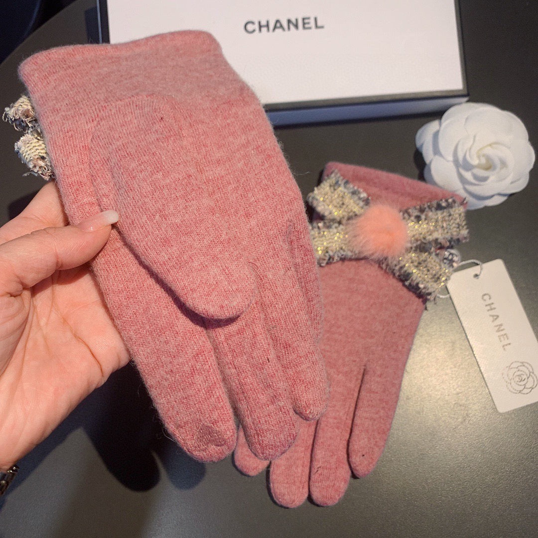 C 25 Bow wool gloves(BLACK/GRAY/PINK)