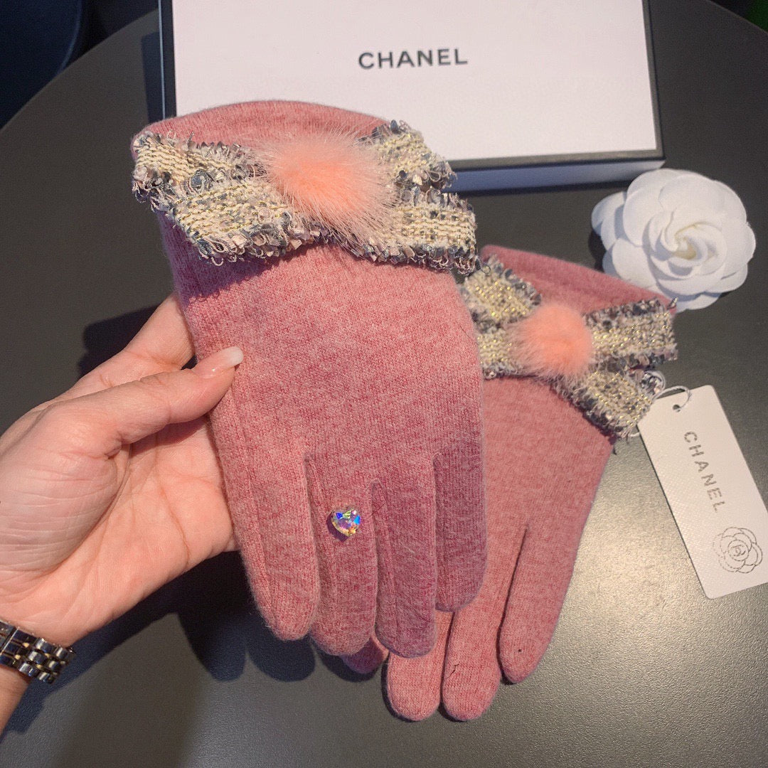 C 25 Bow wool gloves(BLACK/GRAY/PINK)