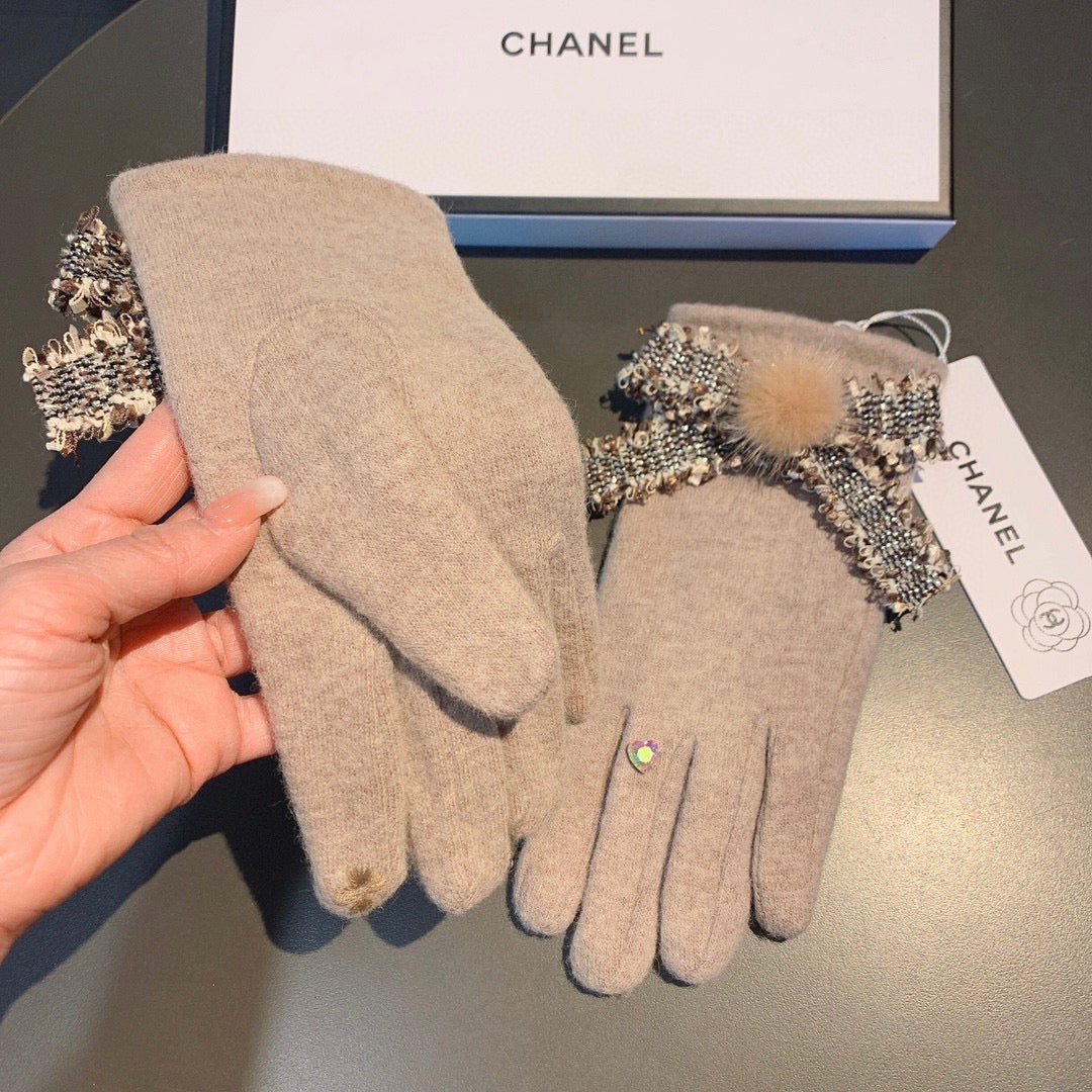 C 25 Bow wool gloves(BLACK/GRAY/PINK)