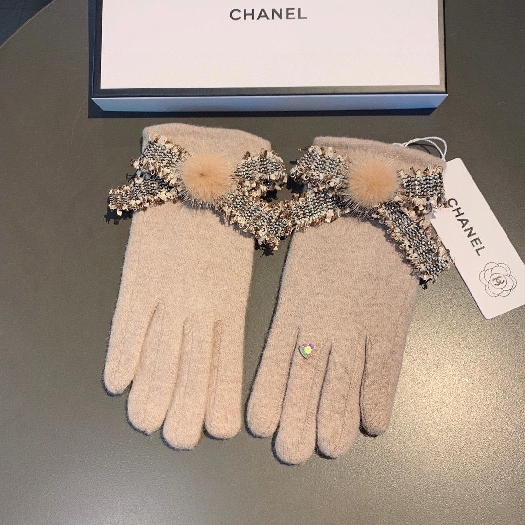 C 25 Bow wool gloves(BLACK/GRAY/PINK)