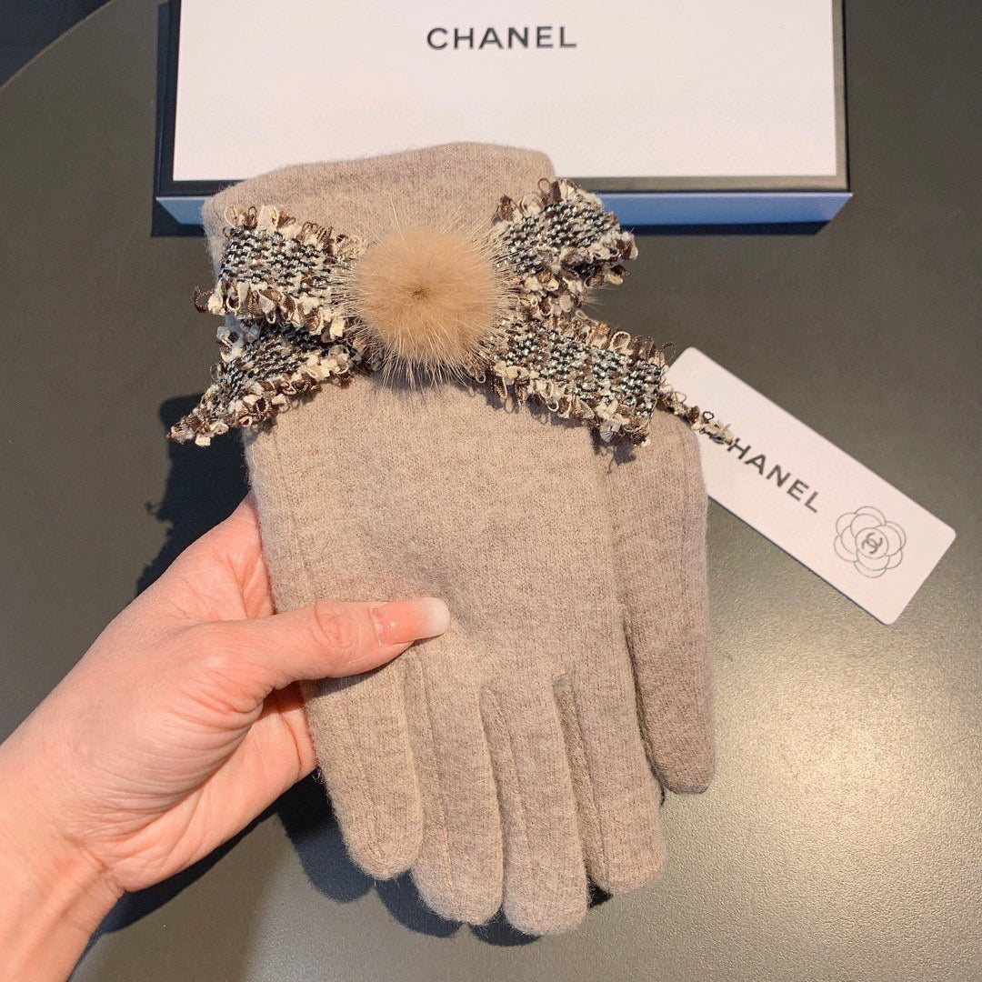 C 25 Bow wool gloves(BLACK/GRAY/PINK)