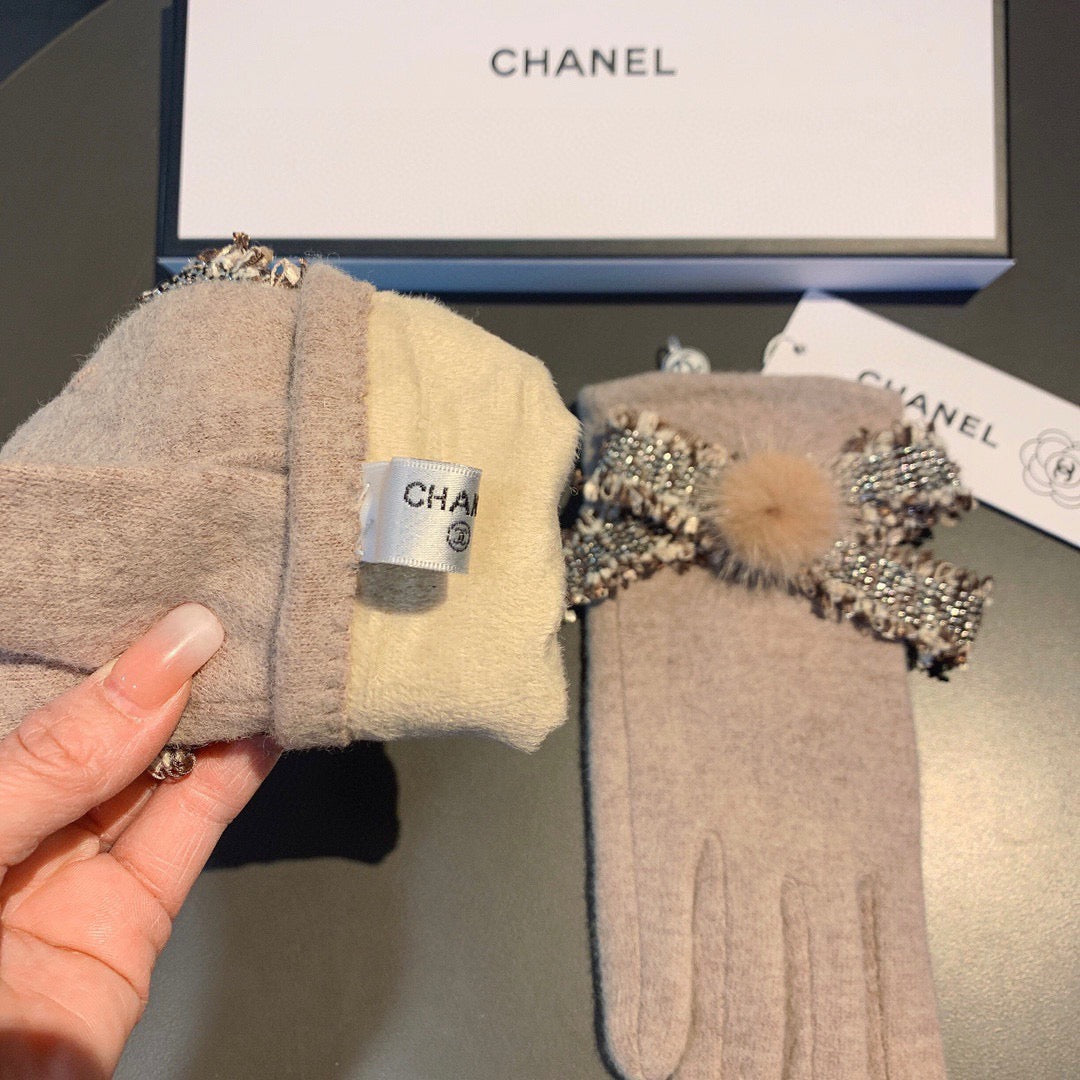 C 25 Bow wool gloves(BLACK/GRAY/PINK)