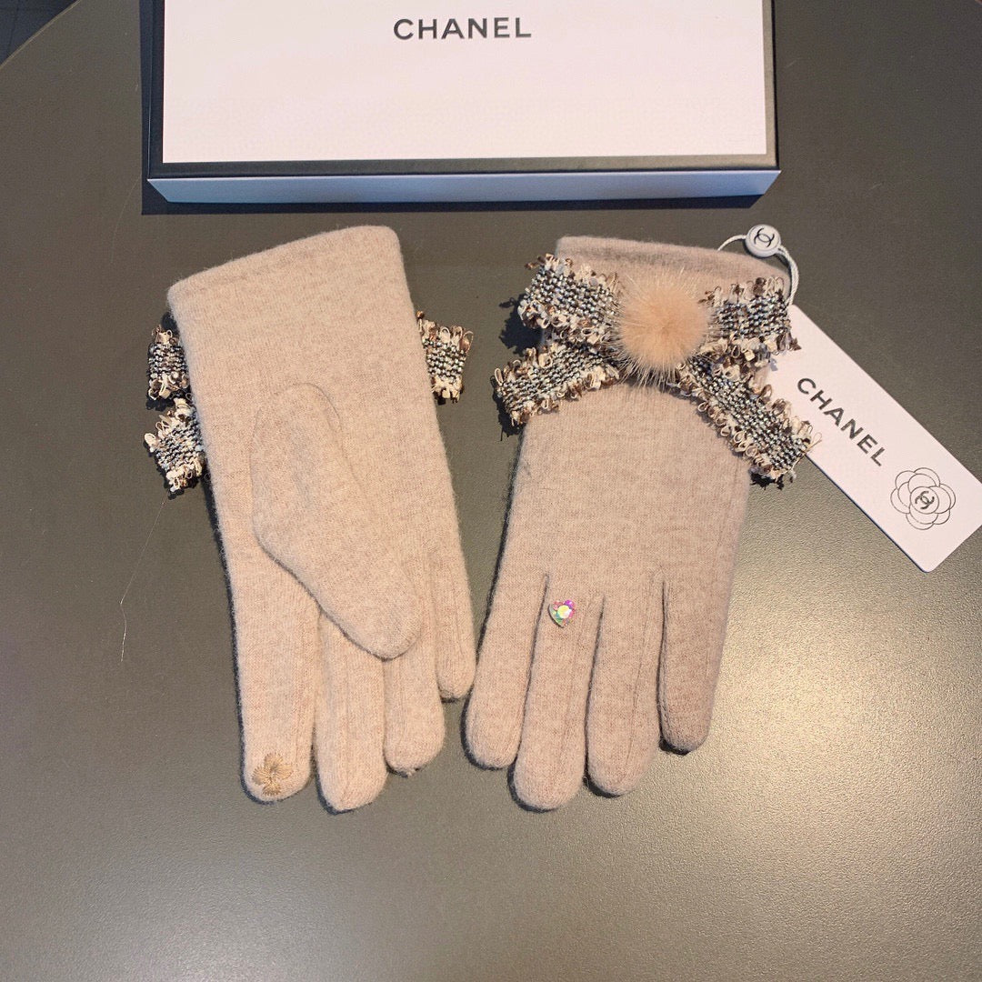 C 25 Bow wool gloves(BLACK/GRAY/PINK)