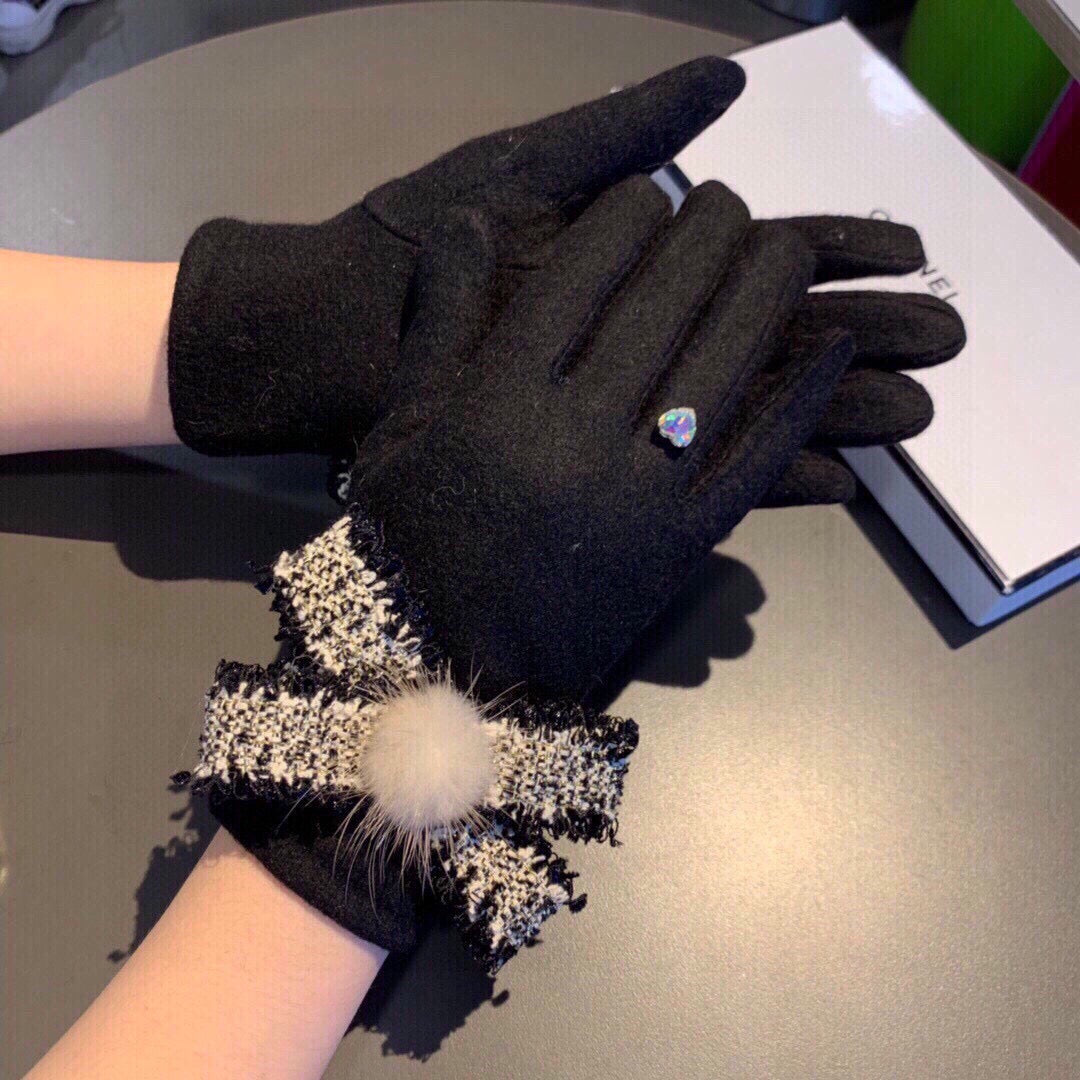 C 25 Bow wool gloves(BLACK/GRAY/PINK)