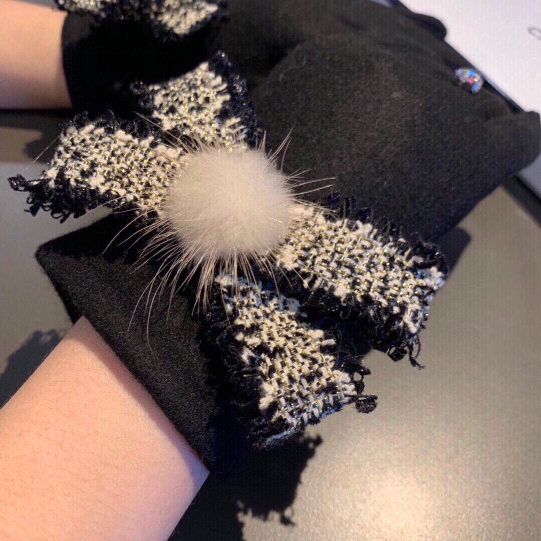 C 25 Bow wool gloves(BLACK/GRAY/PINK)