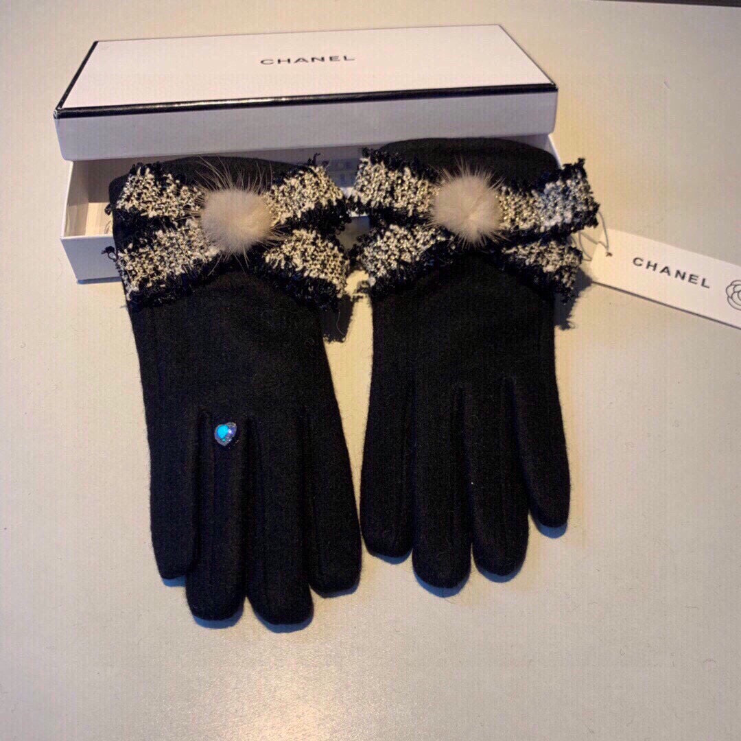 C 25 Bow wool gloves(BLACK/GRAY/PINK)