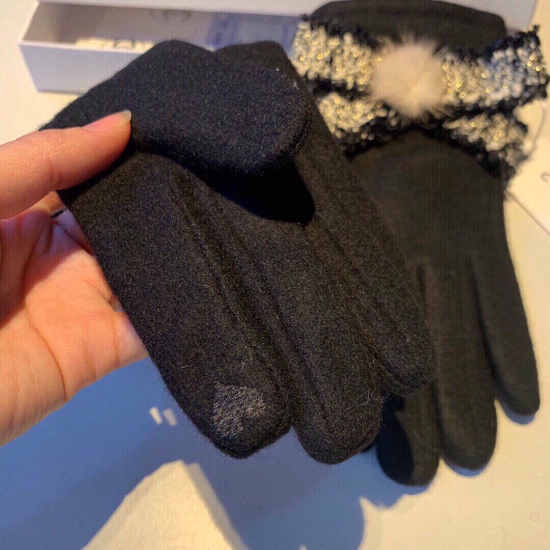 C 25 Bow wool gloves(BLACK/GRAY/PINK)
