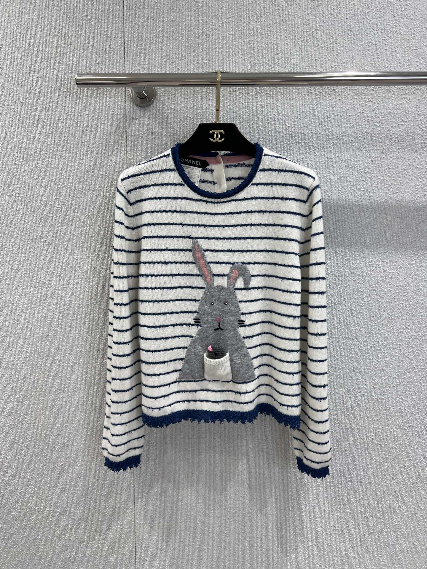 C 25B New Cute Rabbit Jacquard Striped Knitted Sweater Advanced Handicraft Series