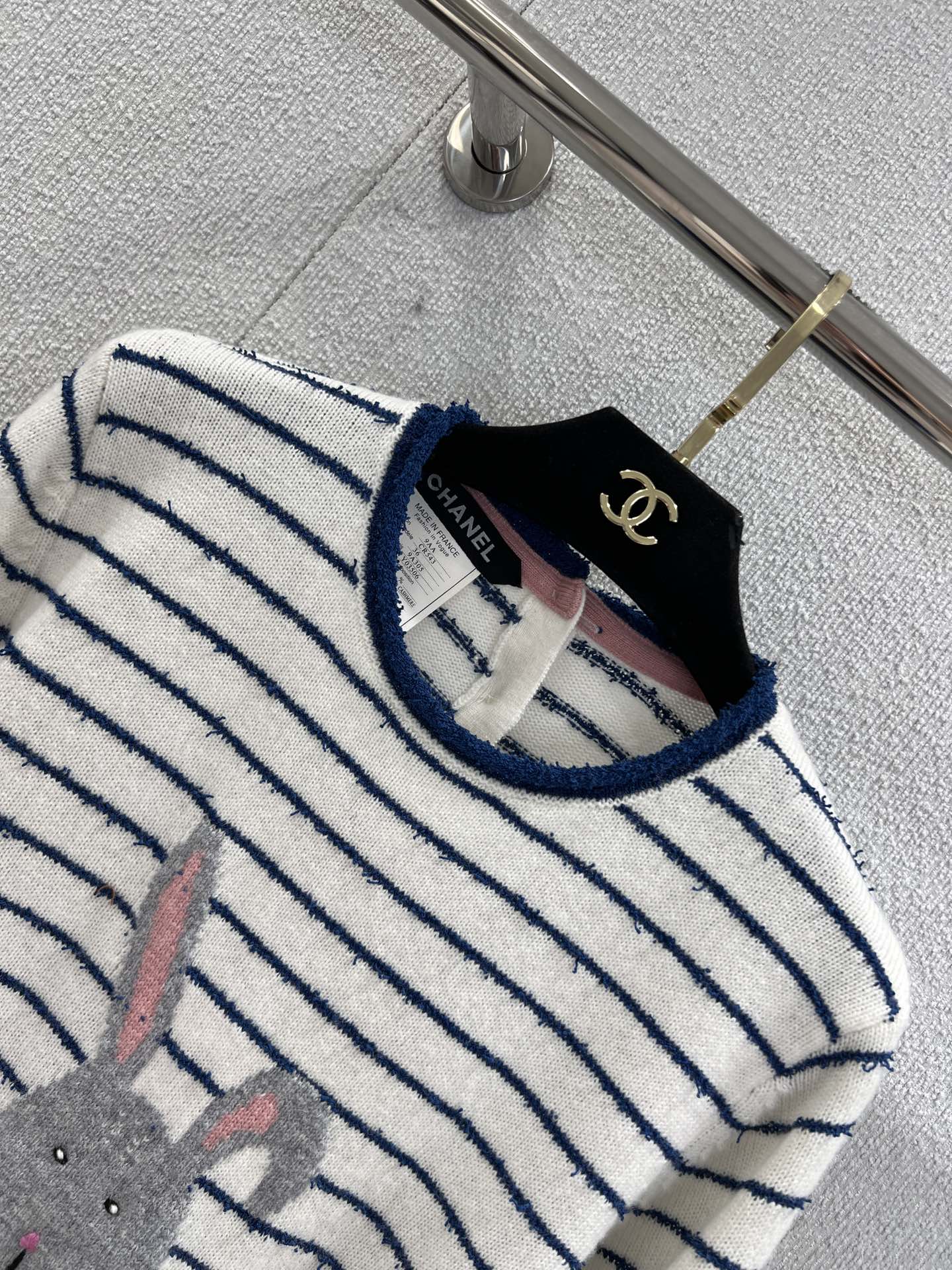 C 25B New Cute Rabbit Jacquard Striped Knitted Sweater Advanced Handicraft Series