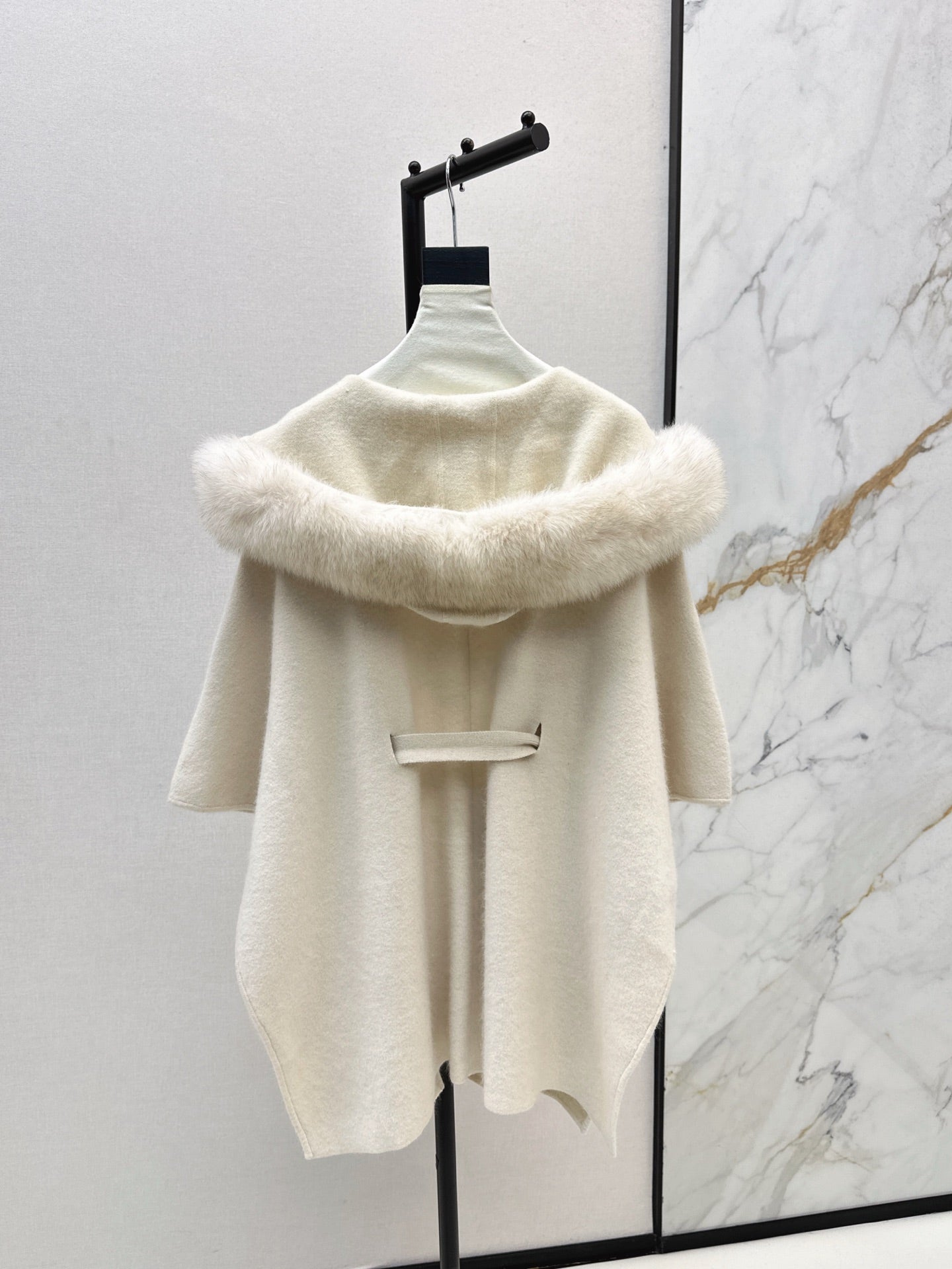 Fen 25 fox fur trim cape coat(BROWN/WHITE/BLACK)