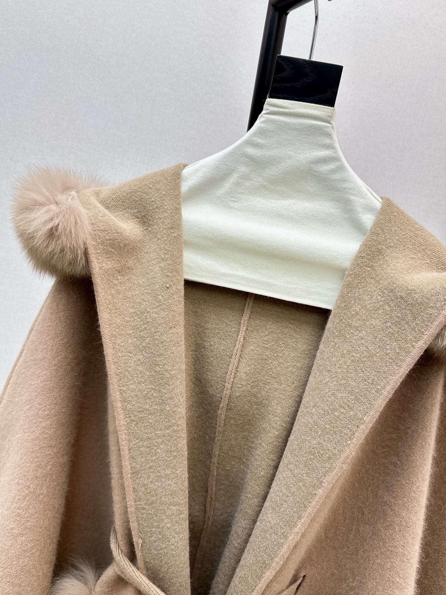 Fen 25 fox fur trim cape coat(BROWN/WHITE/BLACK)