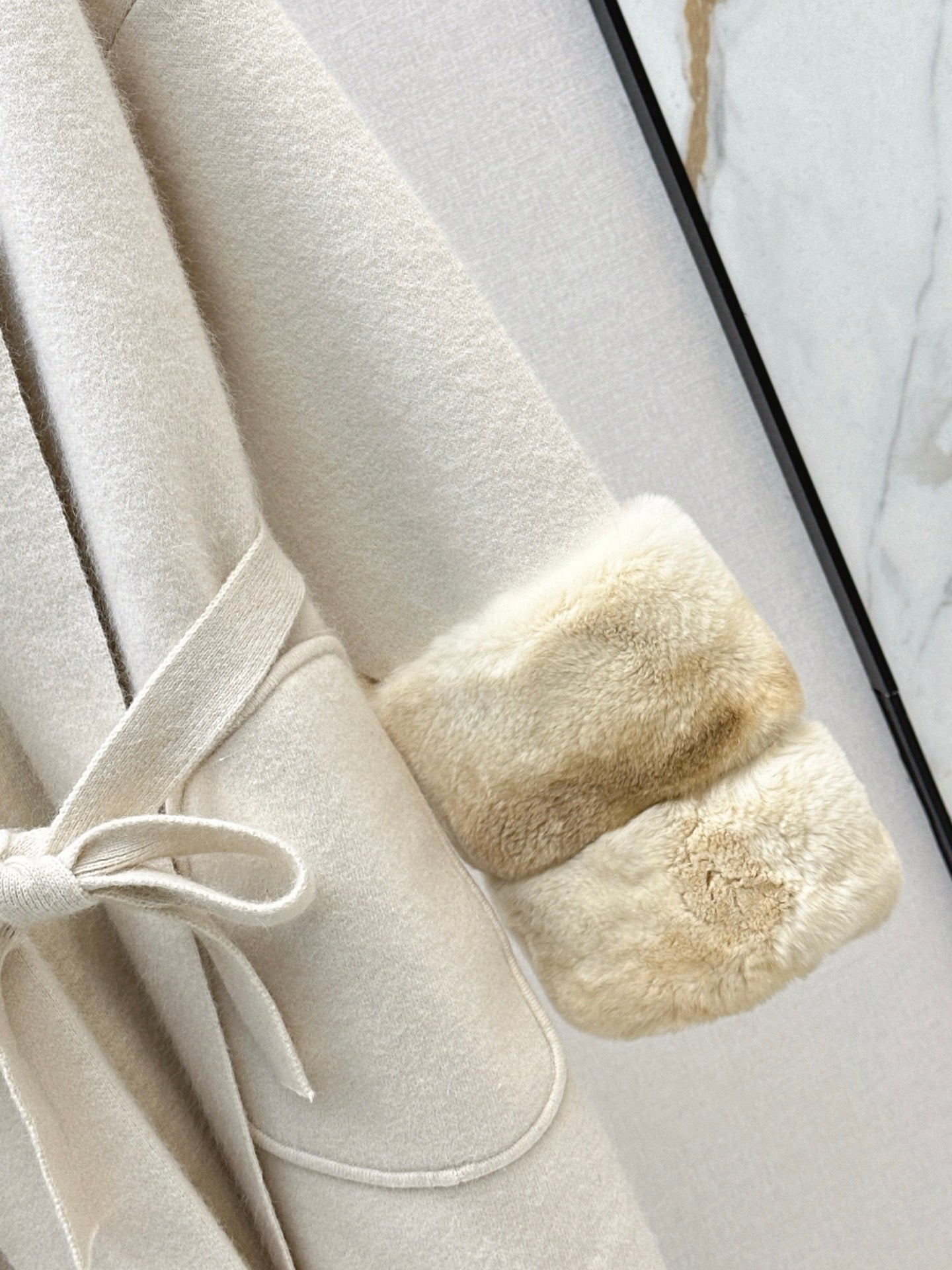 Fen 25 Rex rabbit fur cuffs mid-length sweater coat(BEIGI/BROWN)