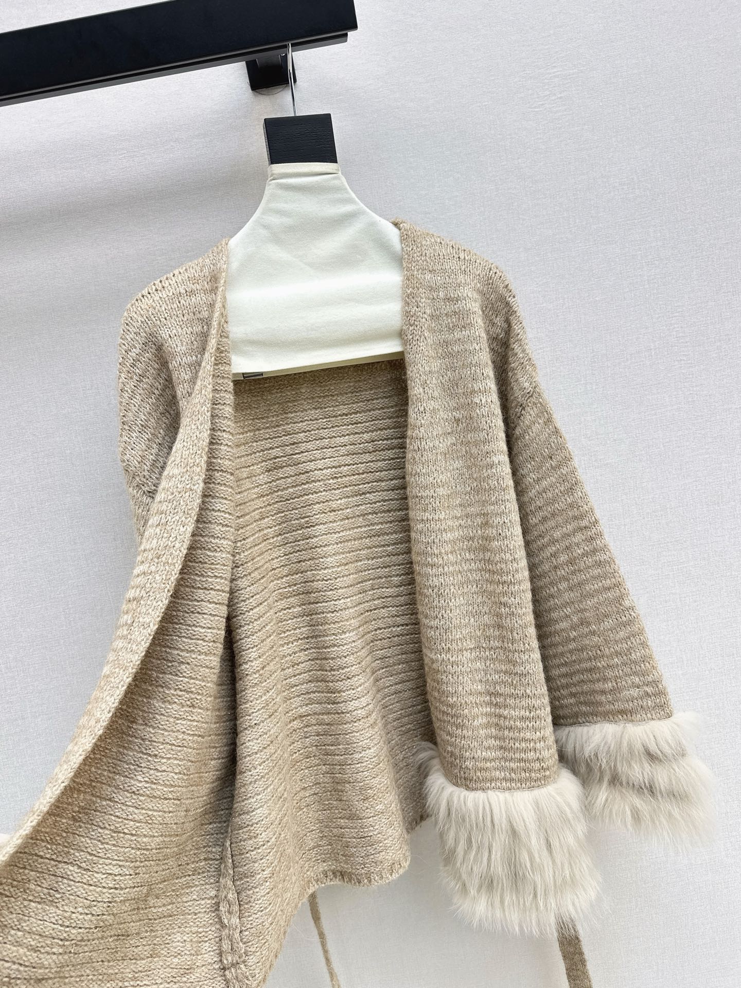 Fen 25 fox fur collar v-neck coat(BEIGI/BROWN)