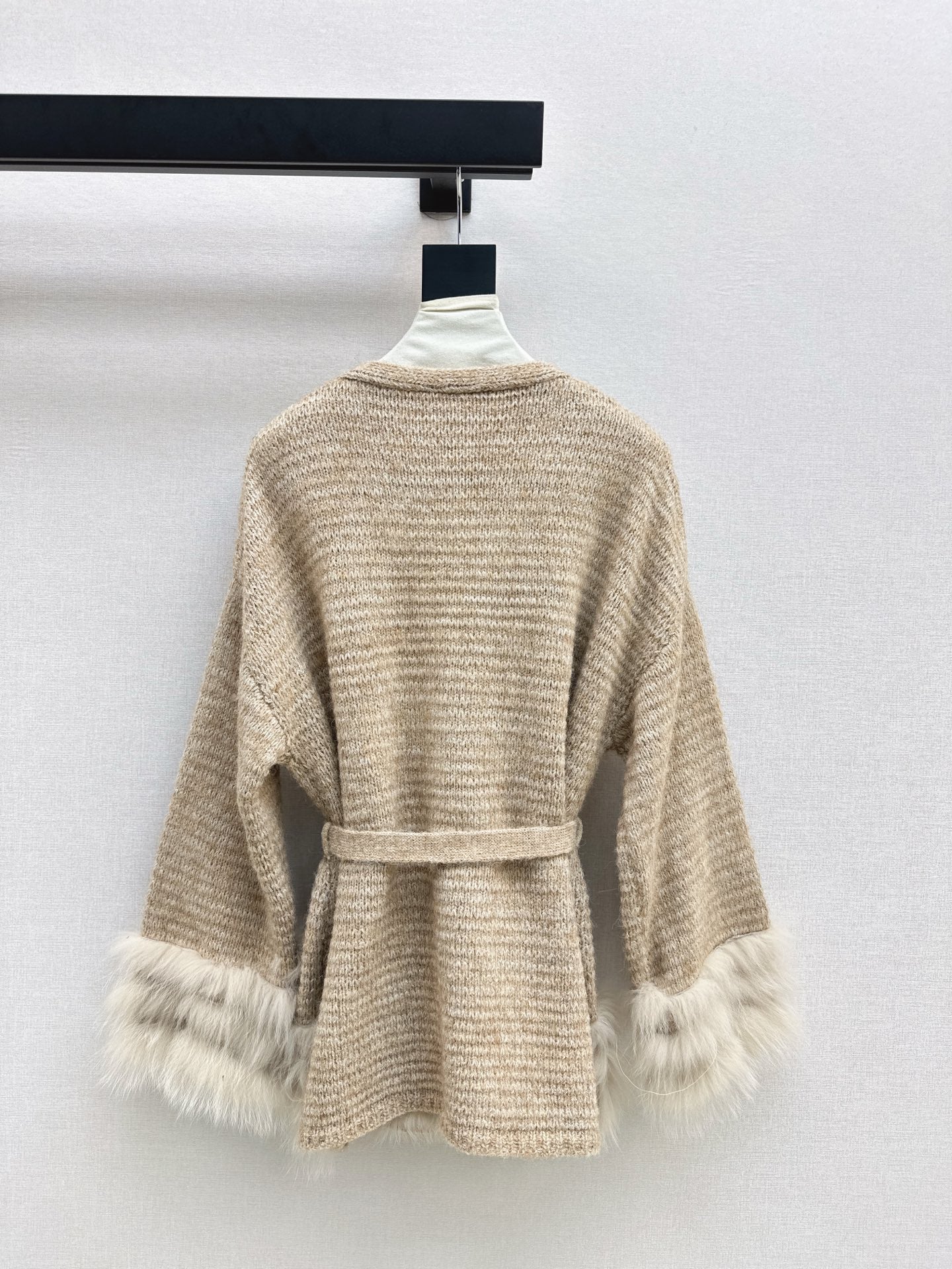 Fen 25 fox fur collar v-neck coat(BEIGI/BROWN)