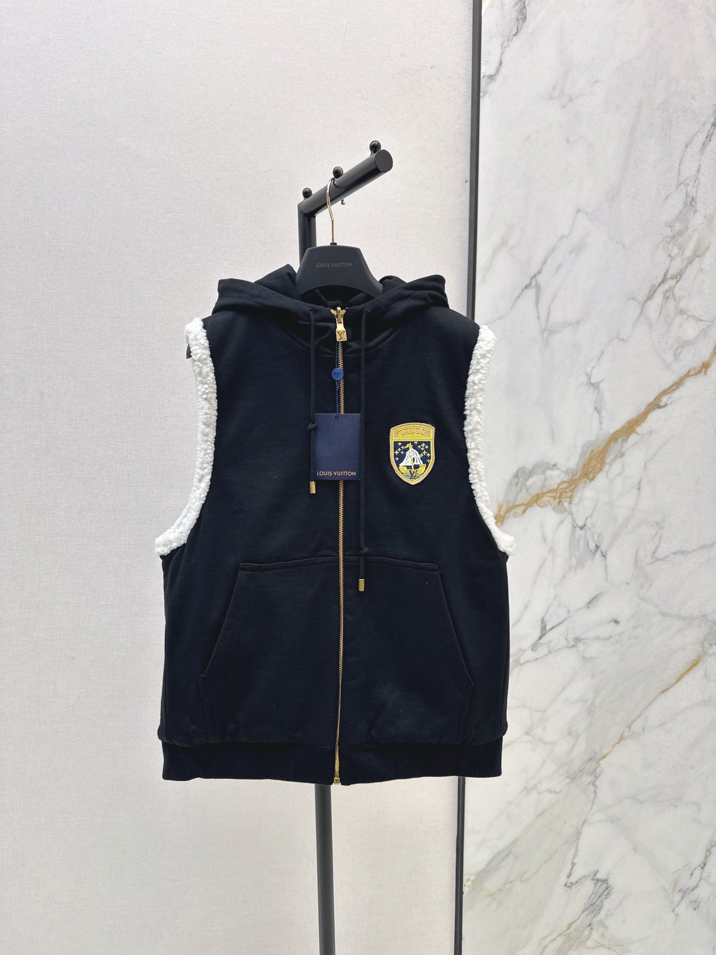L 25 Reversible Hooded Teddy Bear Vest Jacket