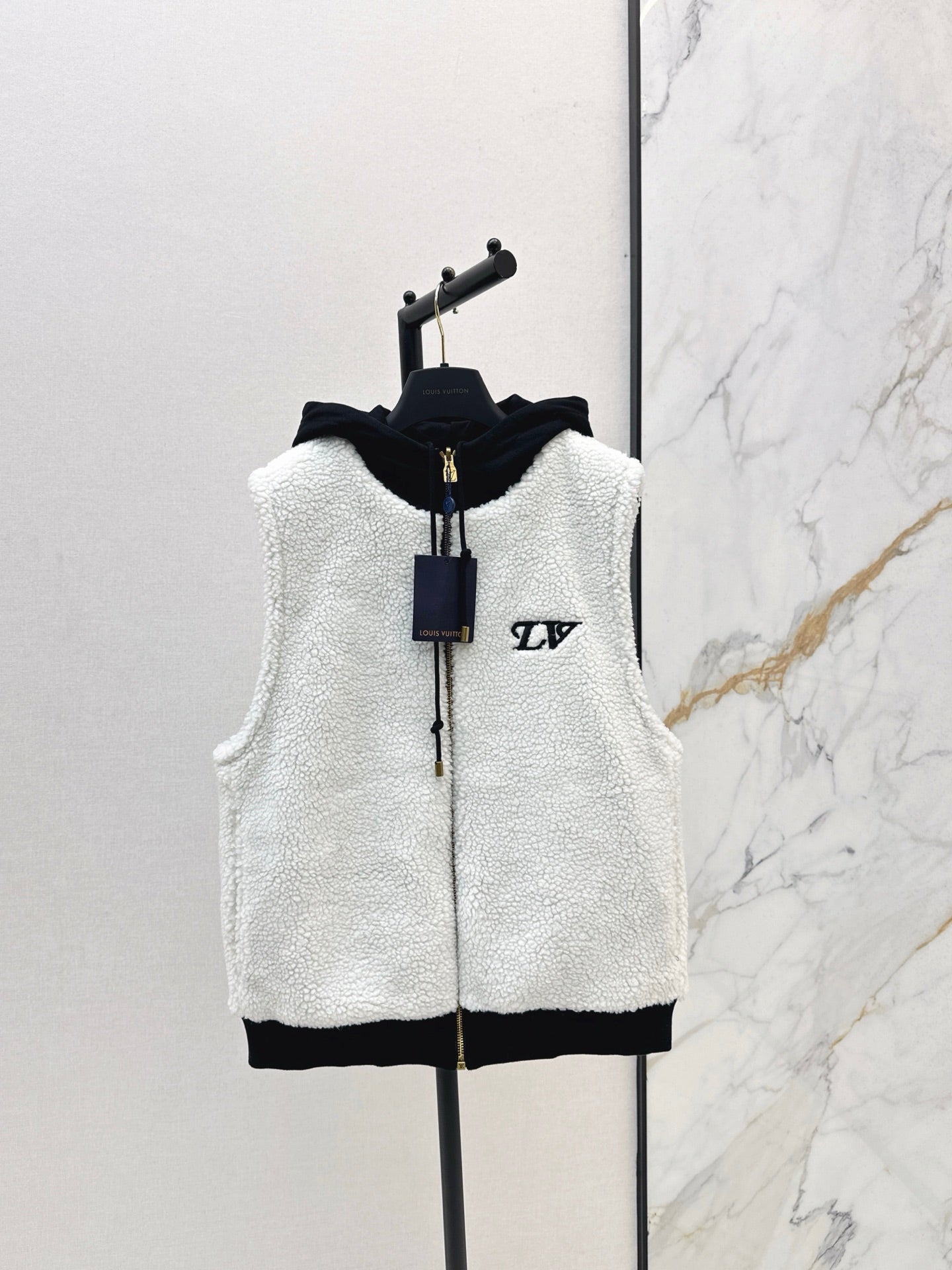L 25 Reversible Hooded Teddy Bear Vest Jacket