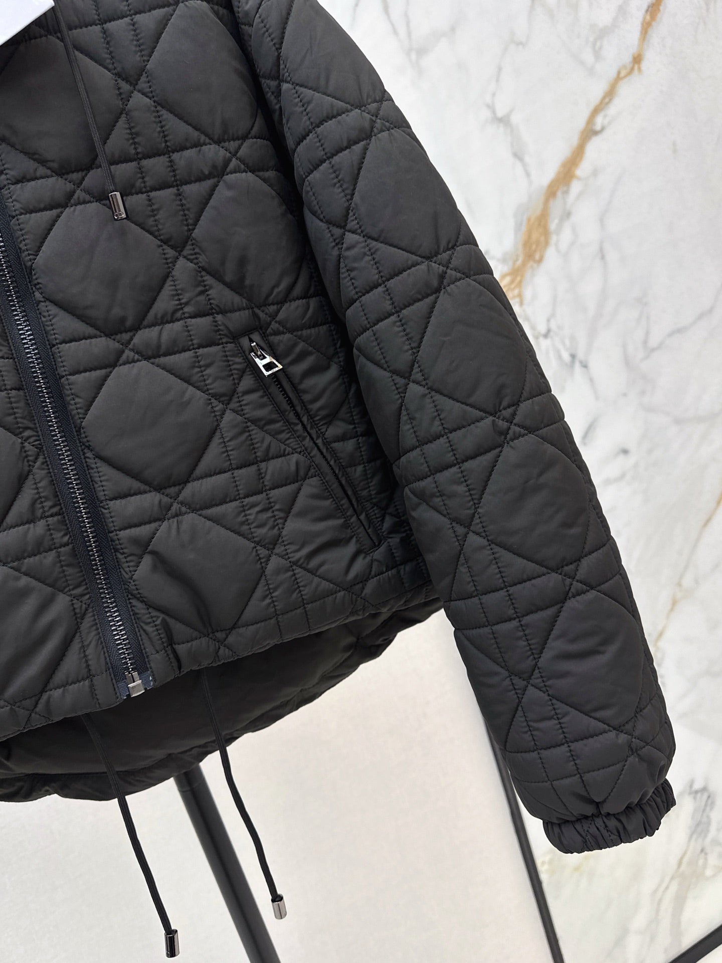 Di 25 Plaid hooded down jacket(WHITE/BLACK)