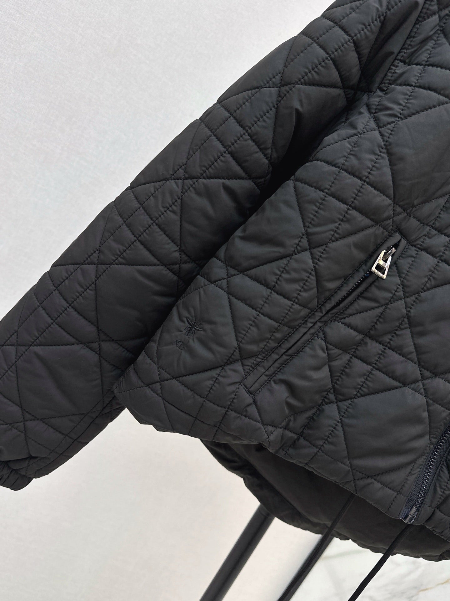 Di 25 Plaid hooded down jacket(WHITE/BLACK)