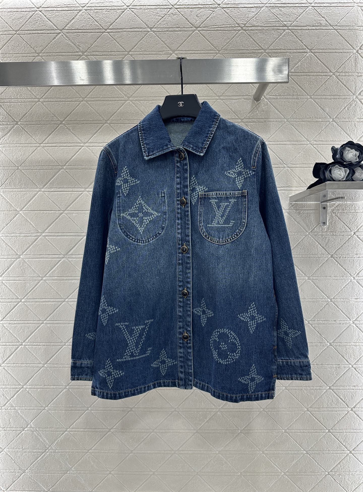 L 25 Laser printed denim shirt