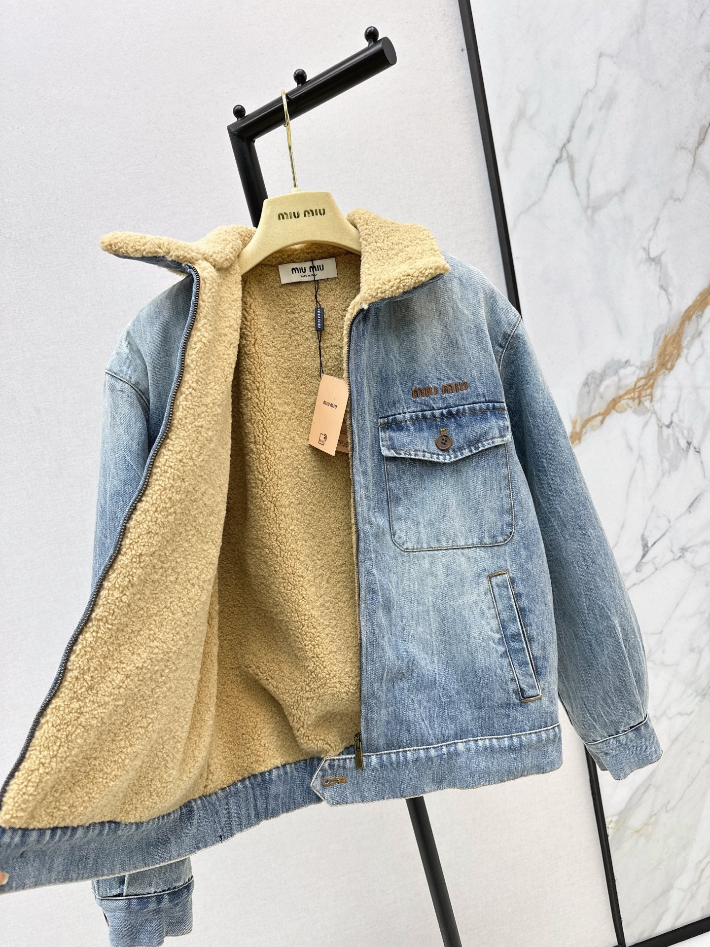 Mi 25 Lambswool collar denim jacket