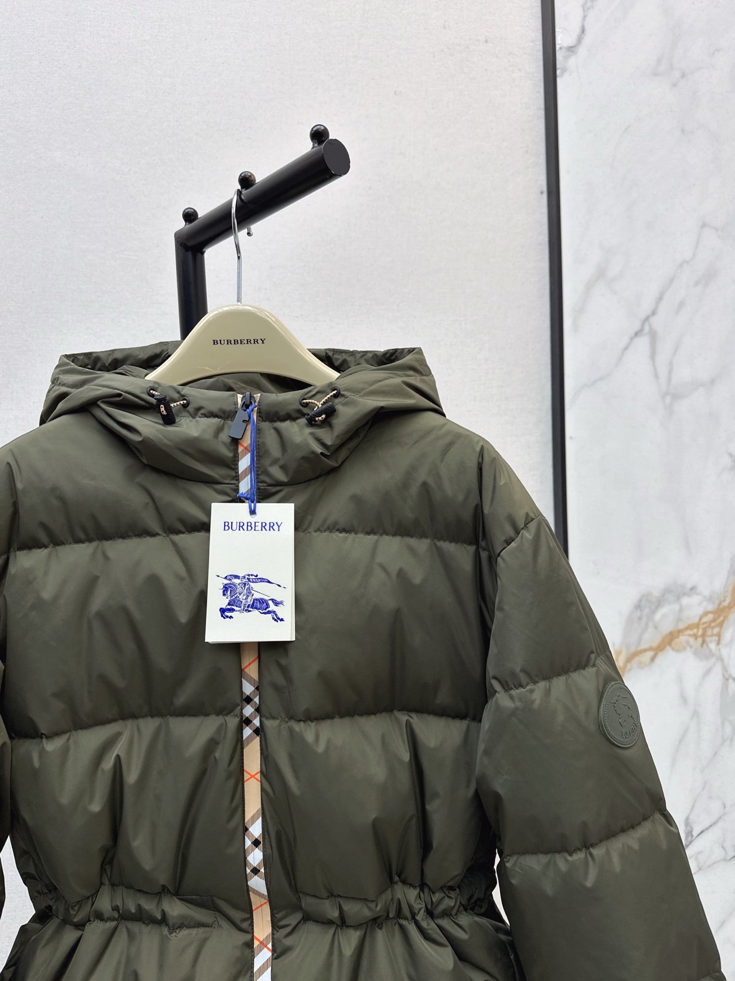 Bur 25 Vintage Check Hooded Down Jacket(BLACK/GREEN)
