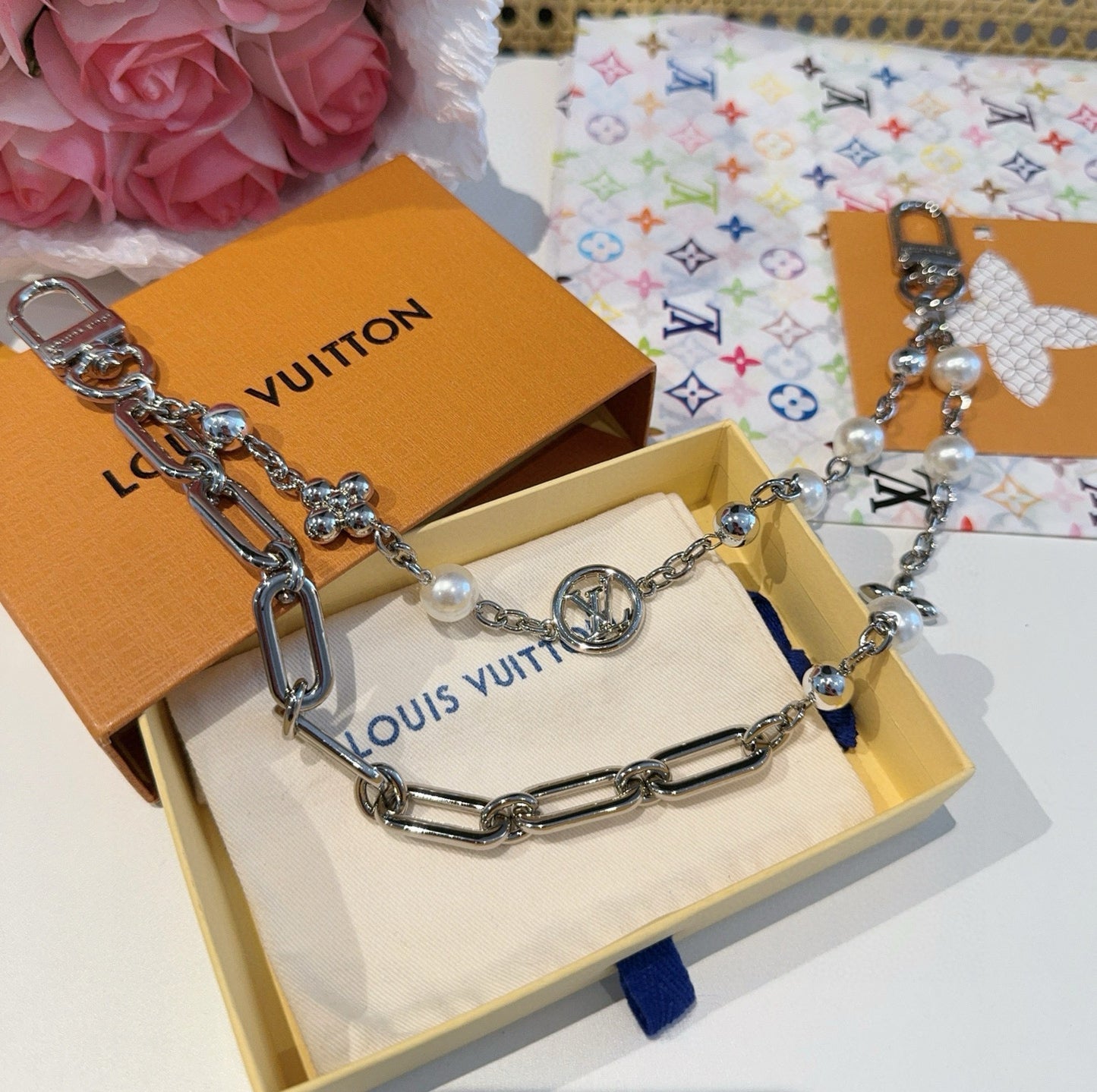 L 25 Keychain bag hanging chain Figaro belt chain