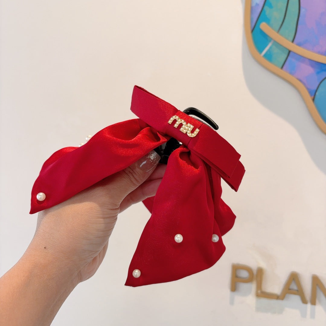C 25 Pearl Bow Ribbon Hairpin