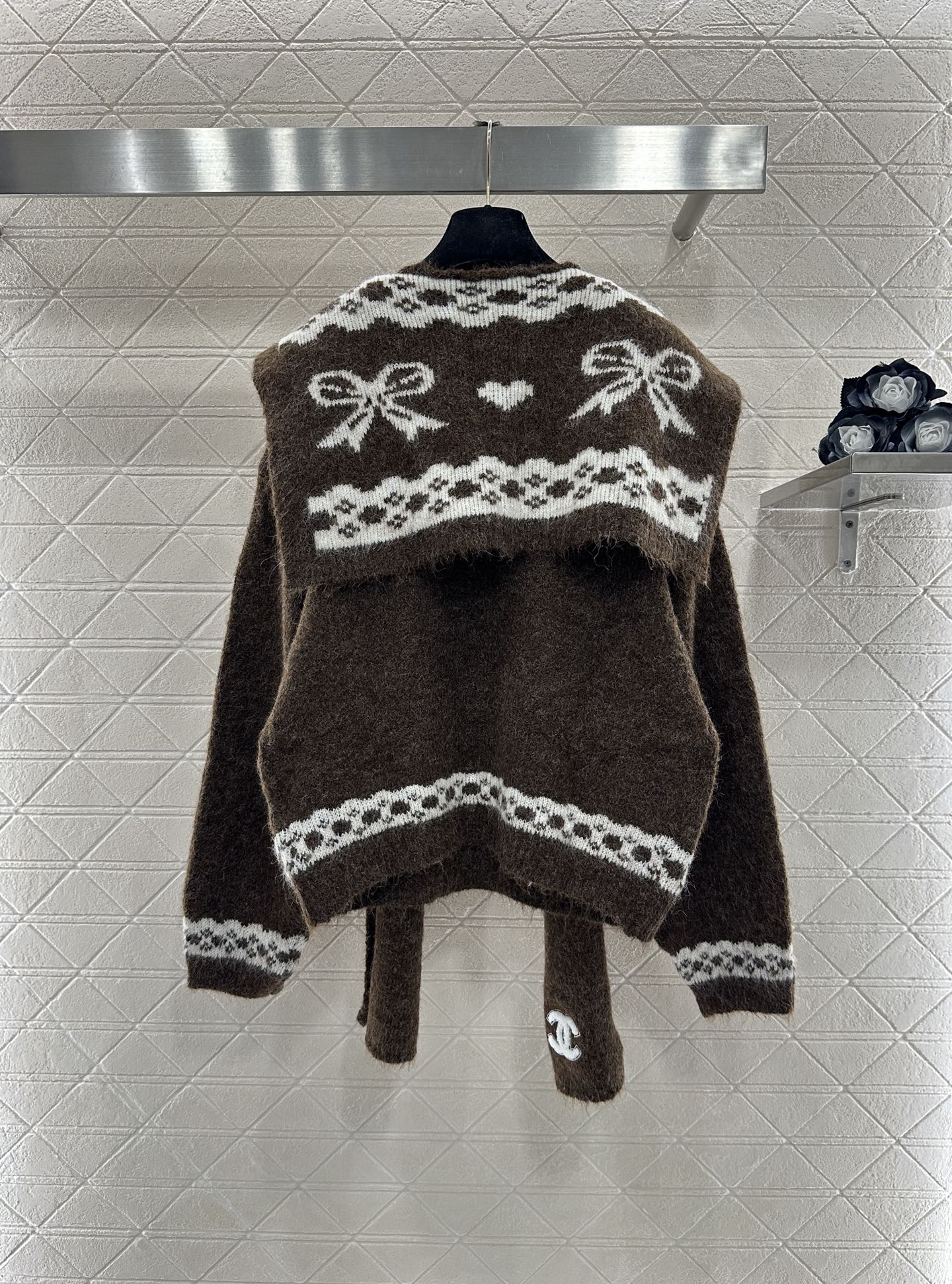 C 25 Shawl knitted wool sweater two-piece set