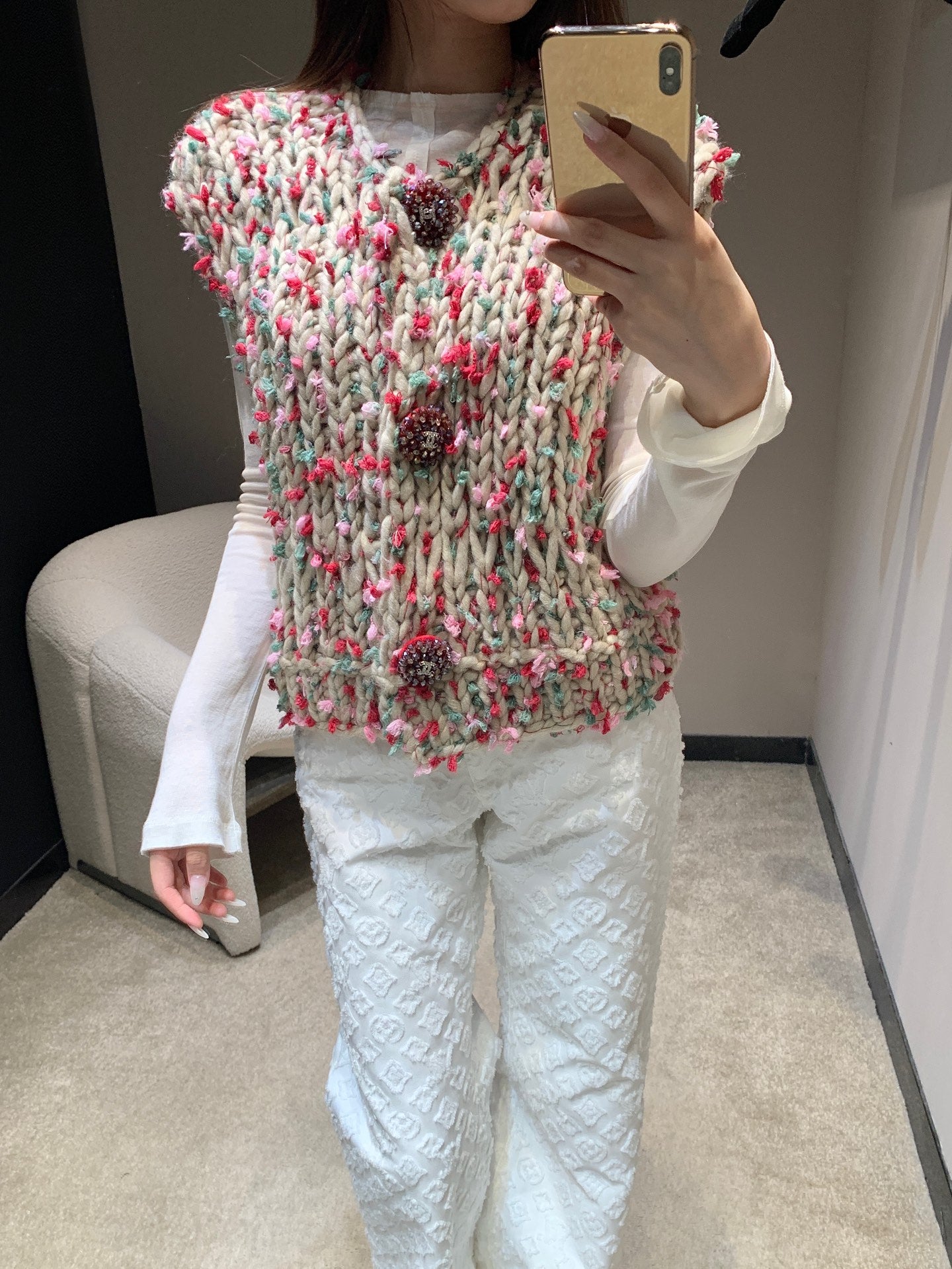 C 25 Vintage chunky needle three-button vest