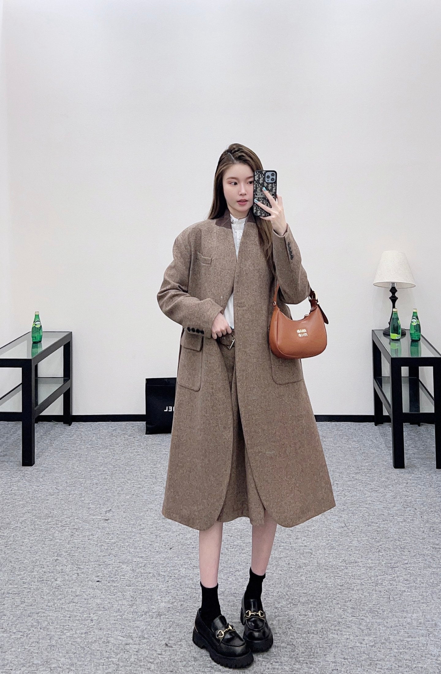 Bru 25 Belted long wool coat
