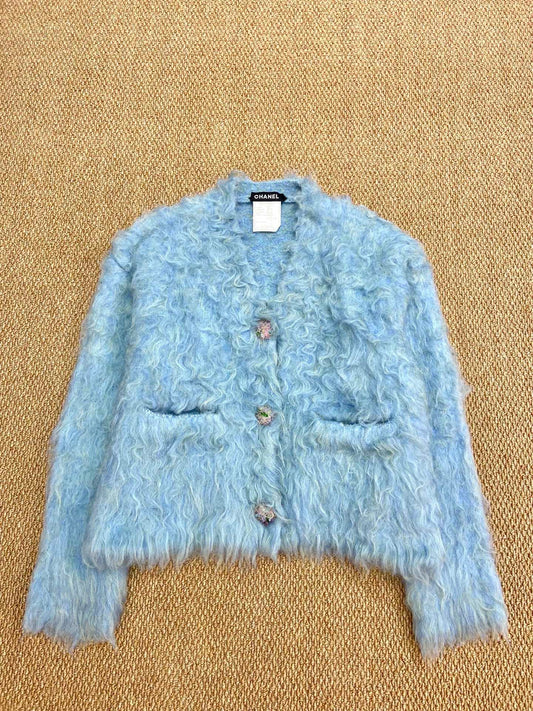 C 25 Vintage Heavy Mohair V-Neck Cashmere Cardigan