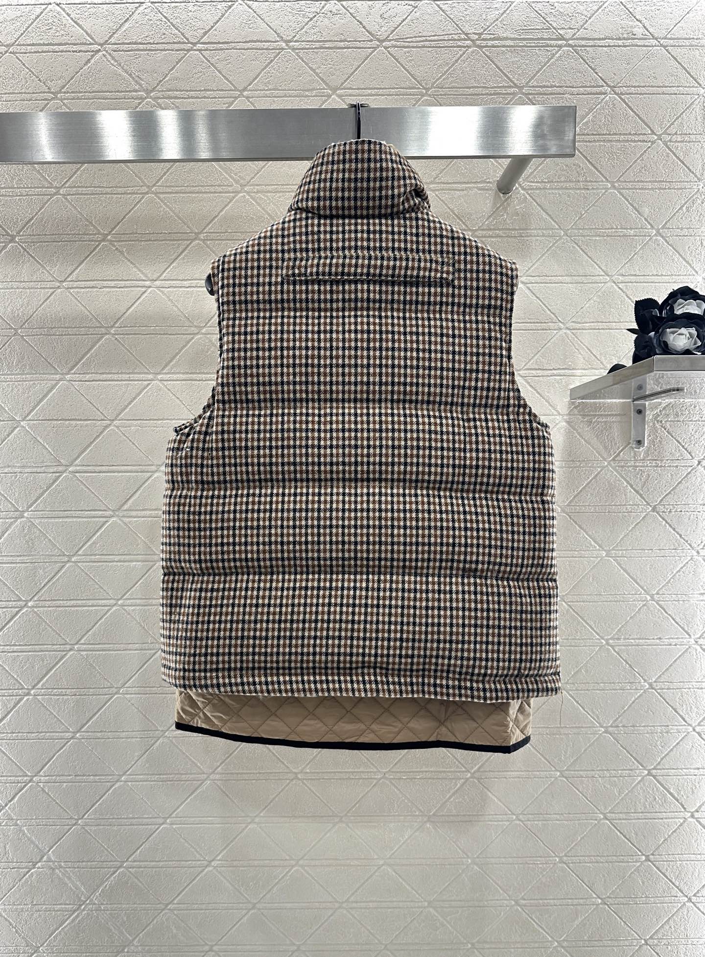 Mon 25fw Check Quilted Fake Two-Piece Down Vest
