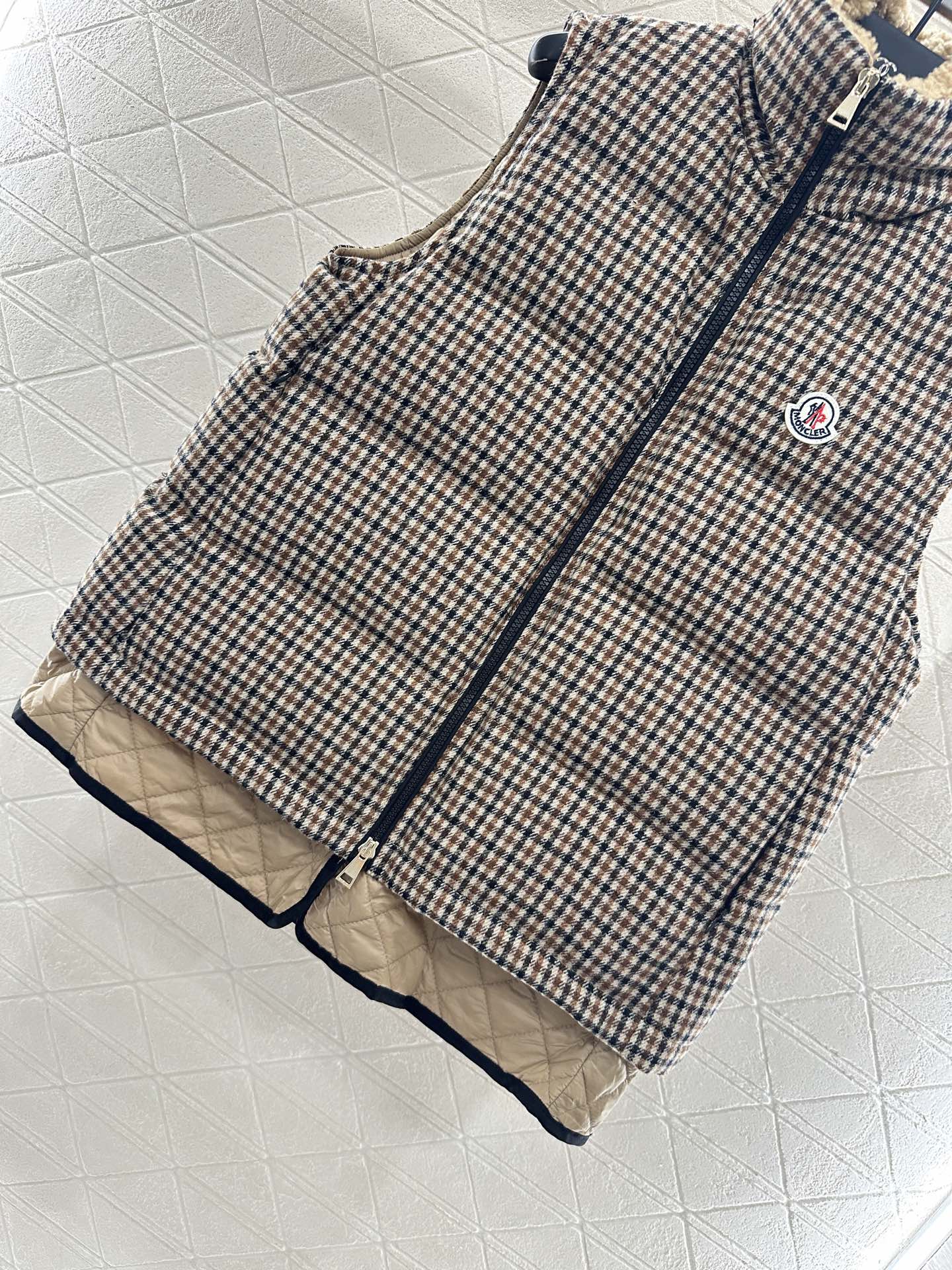 Mon 25fw Check Quilted Fake Two-Piece Down Vest