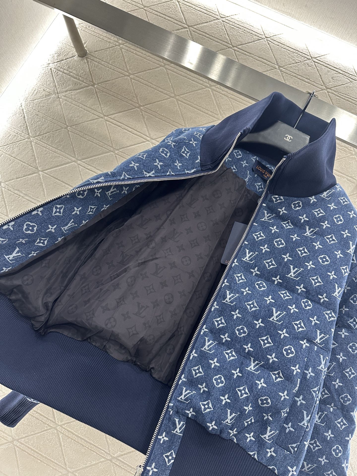 L 25 Stand collar denim down jacket