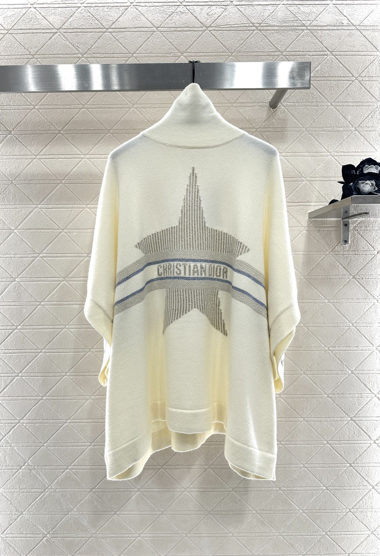 Dio 25 High-neck knitted wool and cashmere cape