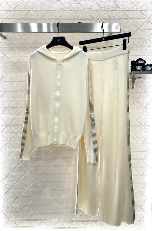 Dio 25 Cashmere hooded jacket + trousers set