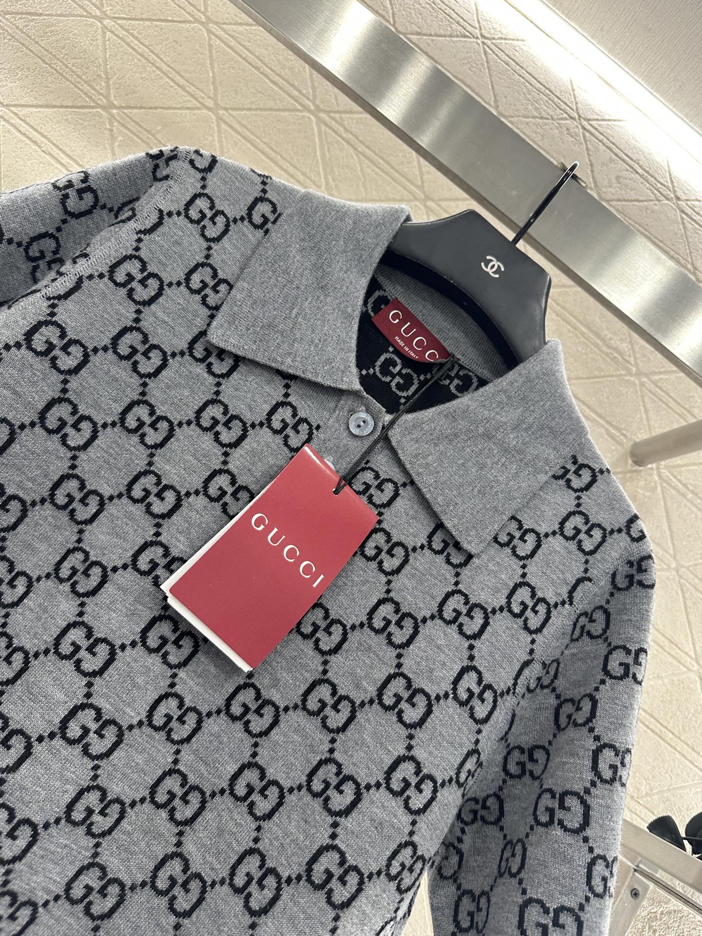 Gu 25 Jacquard wool knit short-sleeved dress