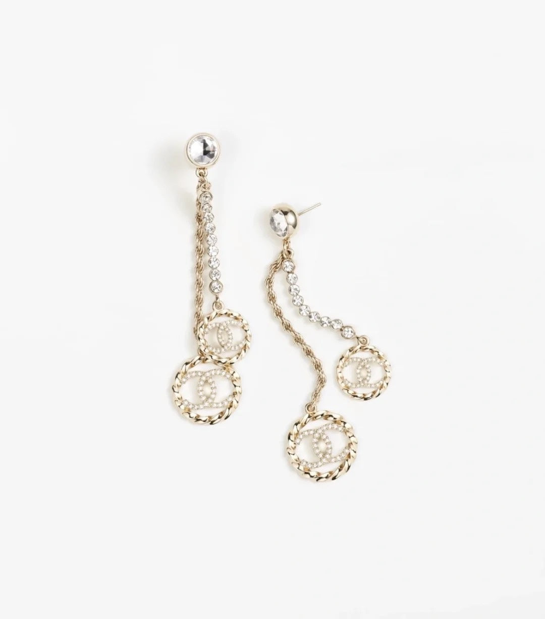 C 25 Tassel rhinestone round diamond double c earrings