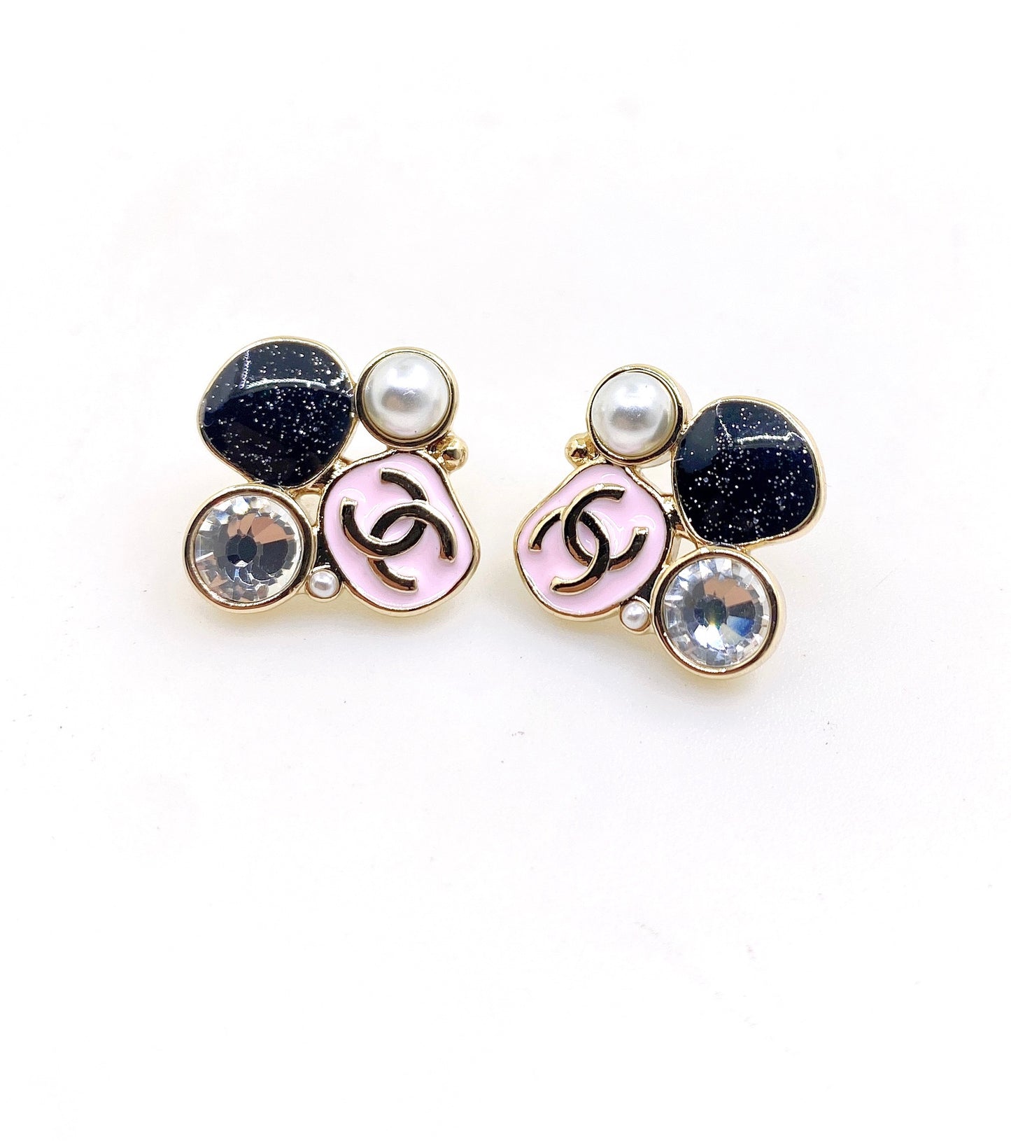 C 25 Pink + black earrings