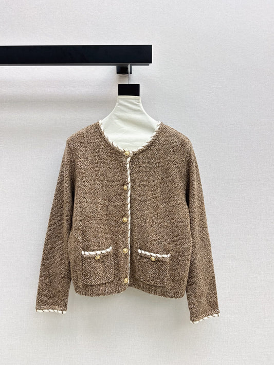 Bot 25 Lace-trimmed crew neck cardigan(KHAKI/RED/GRAY)