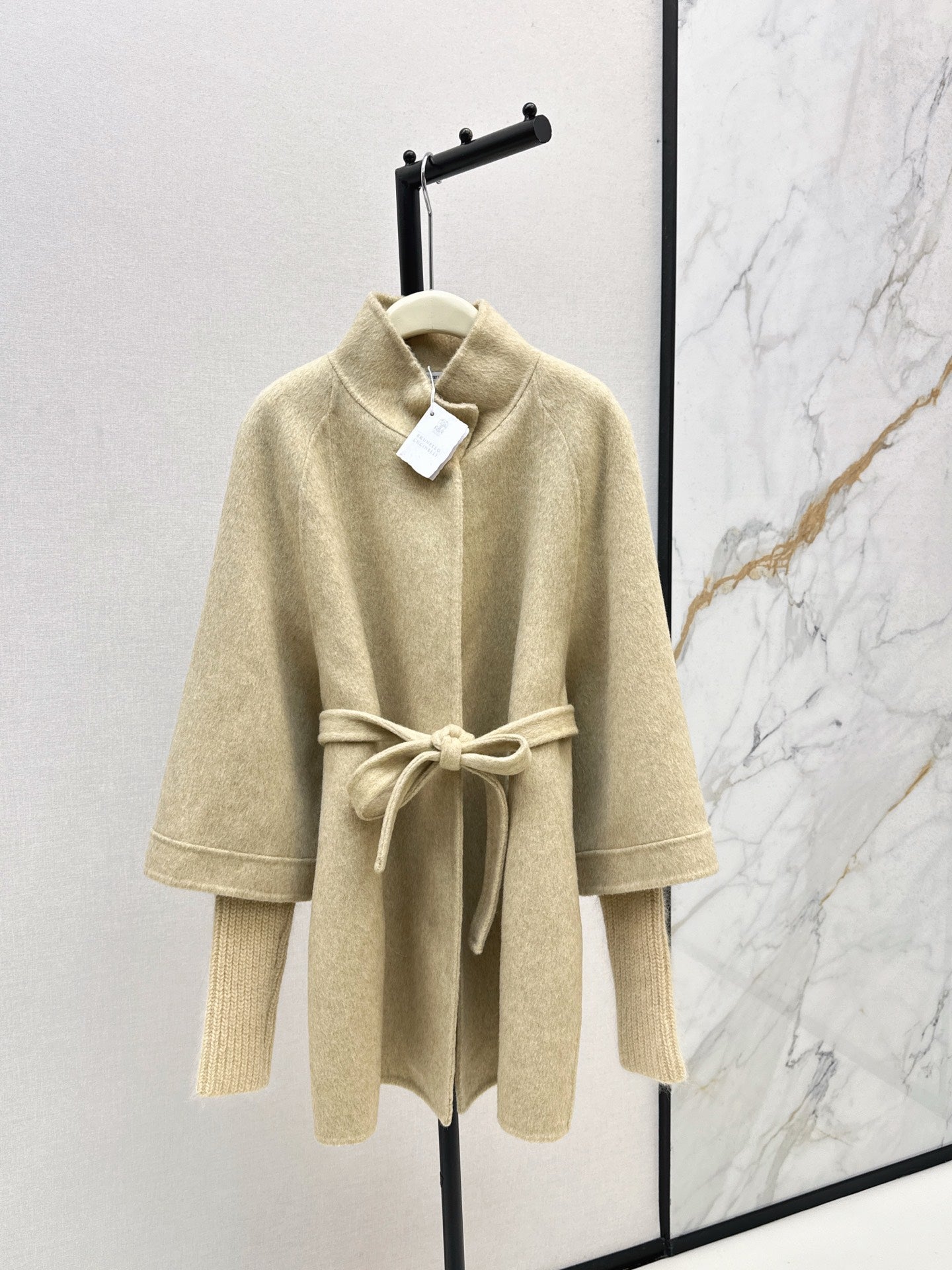 Bru 25 wool and cashmere coat(BEIGI/BLACK)