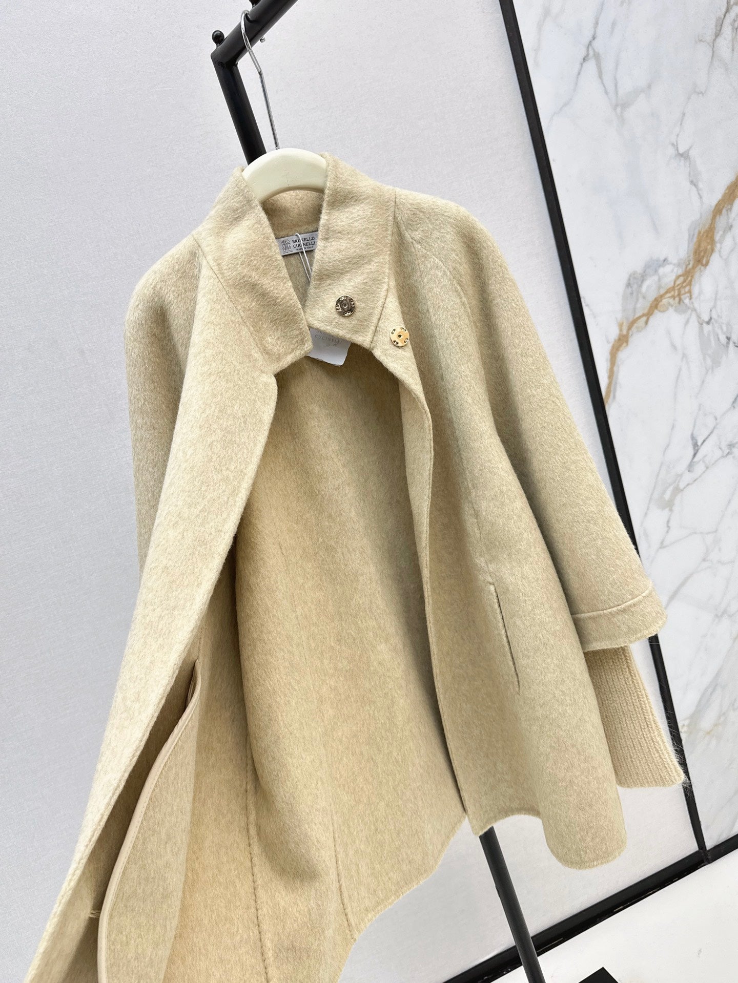 Bru 25 wool and cashmere coat(BEIGI/BLACK)