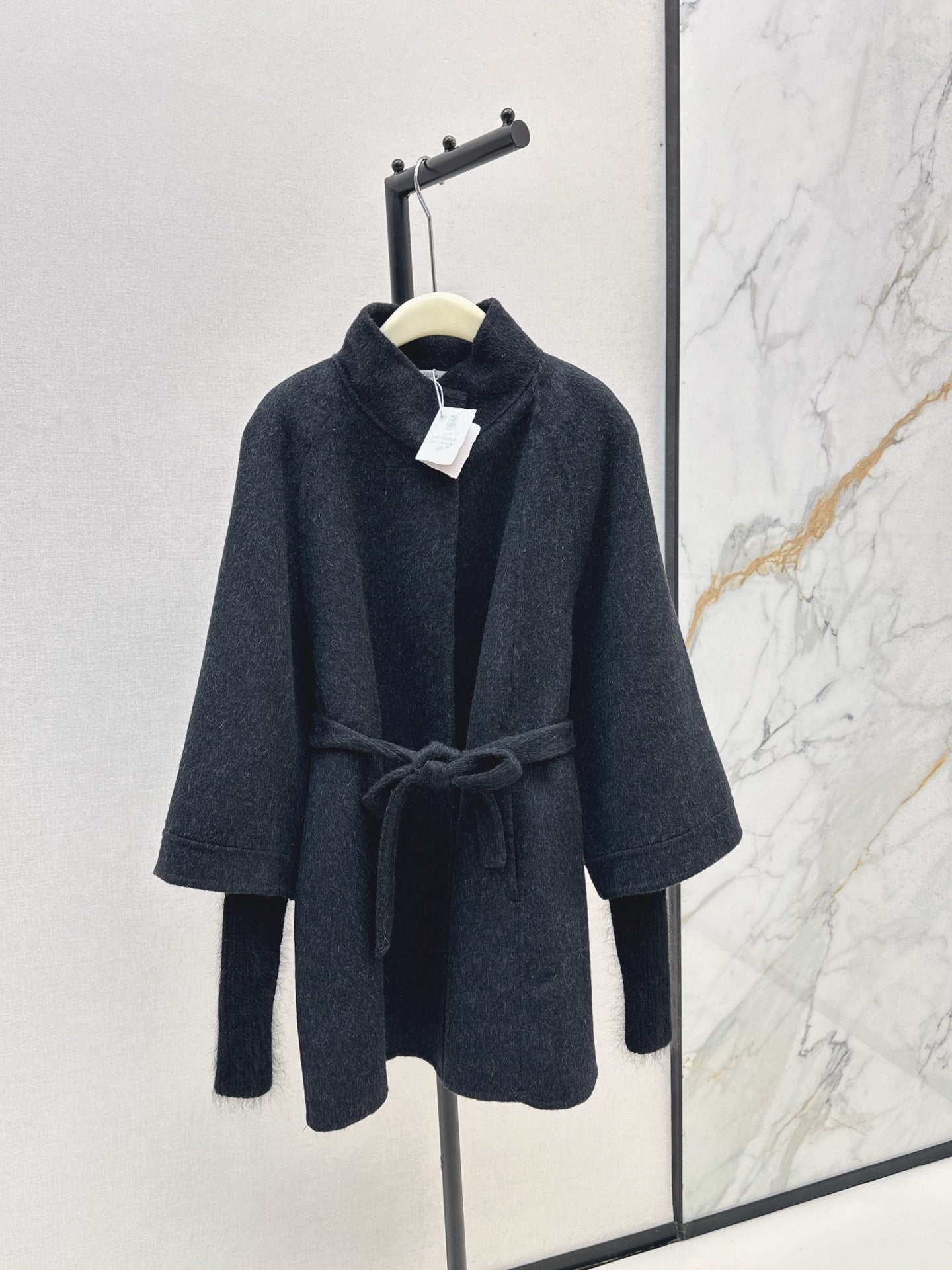 Bru 25 wool and cashmere coat(BEIGI/BLACK)